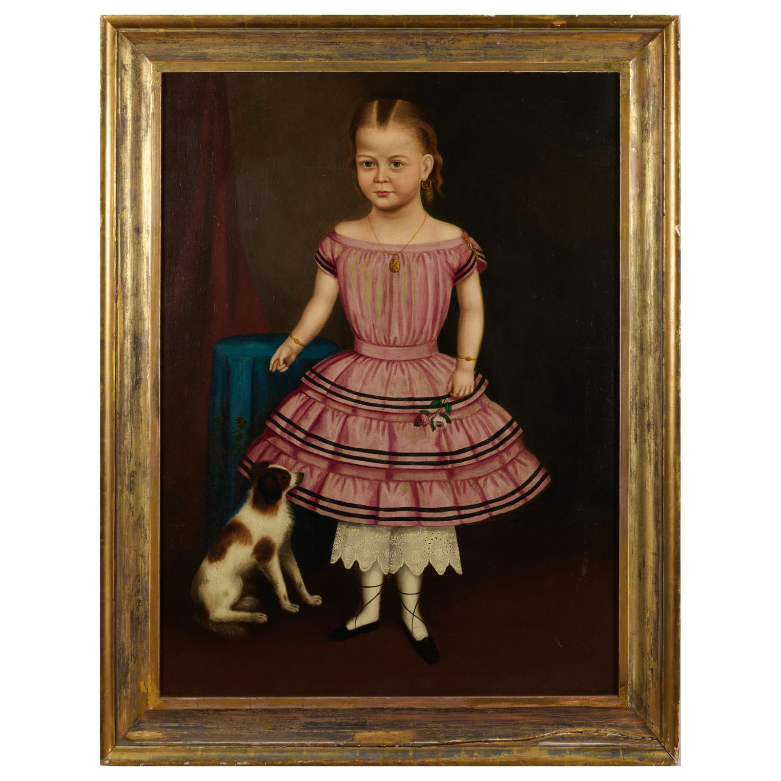 American School: Portrait of a Girl, New England: American School: Portrait of a Girl, New England Oil on canvas, unsigned, lined. 38 x 28 in., 44 1/2 x 34 1/2 in. (frame).