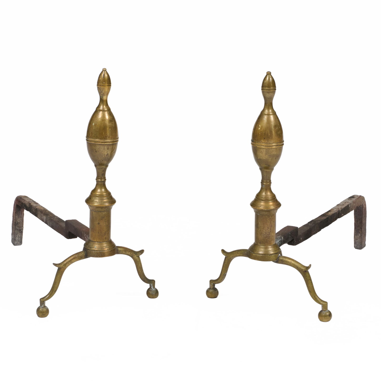 Double Lemon Brass Andirons: Double Lemon Brass Andirons 17 x 9 3/4 x 18 1/2 in. Collection of Beverly & Richard Kelly.