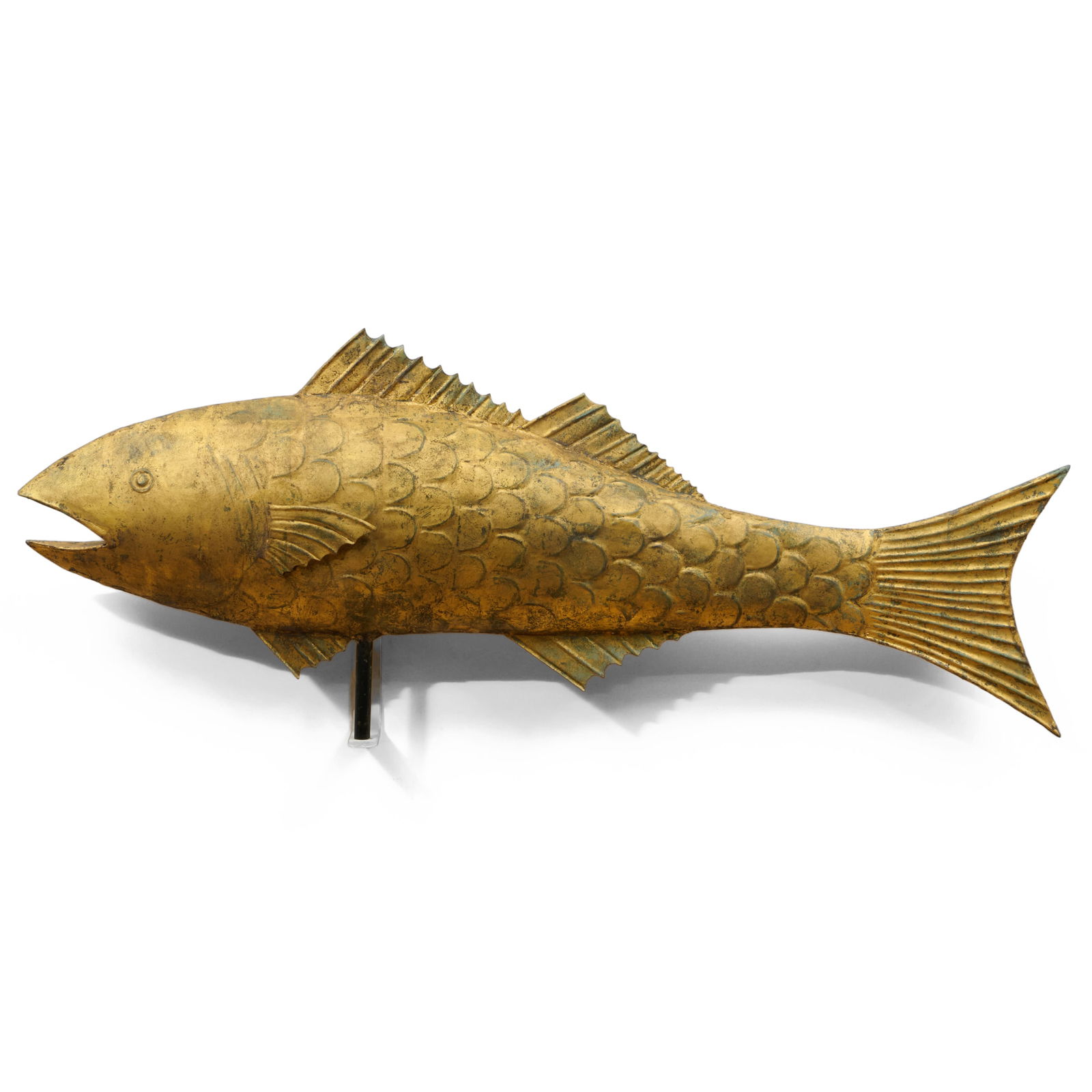 Full Bodied Gilt Sheet Copper Fish Weathervane - 6