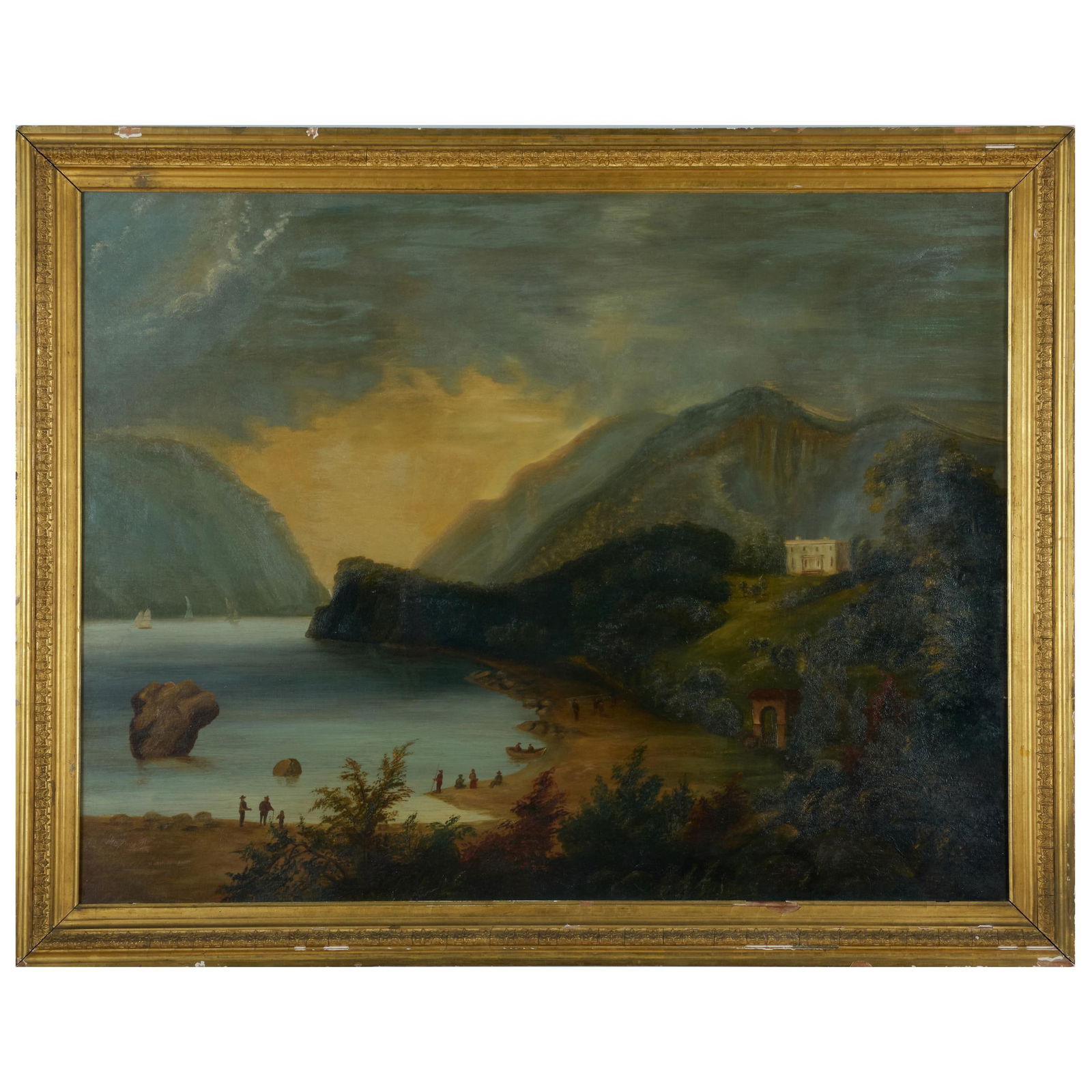 American School: River Landscape: American School: River LandscapeOil on canvas, unsigned.26 1/2 x 34 1/2 in., 30 1/2 x 38 1/2 in. (frame).