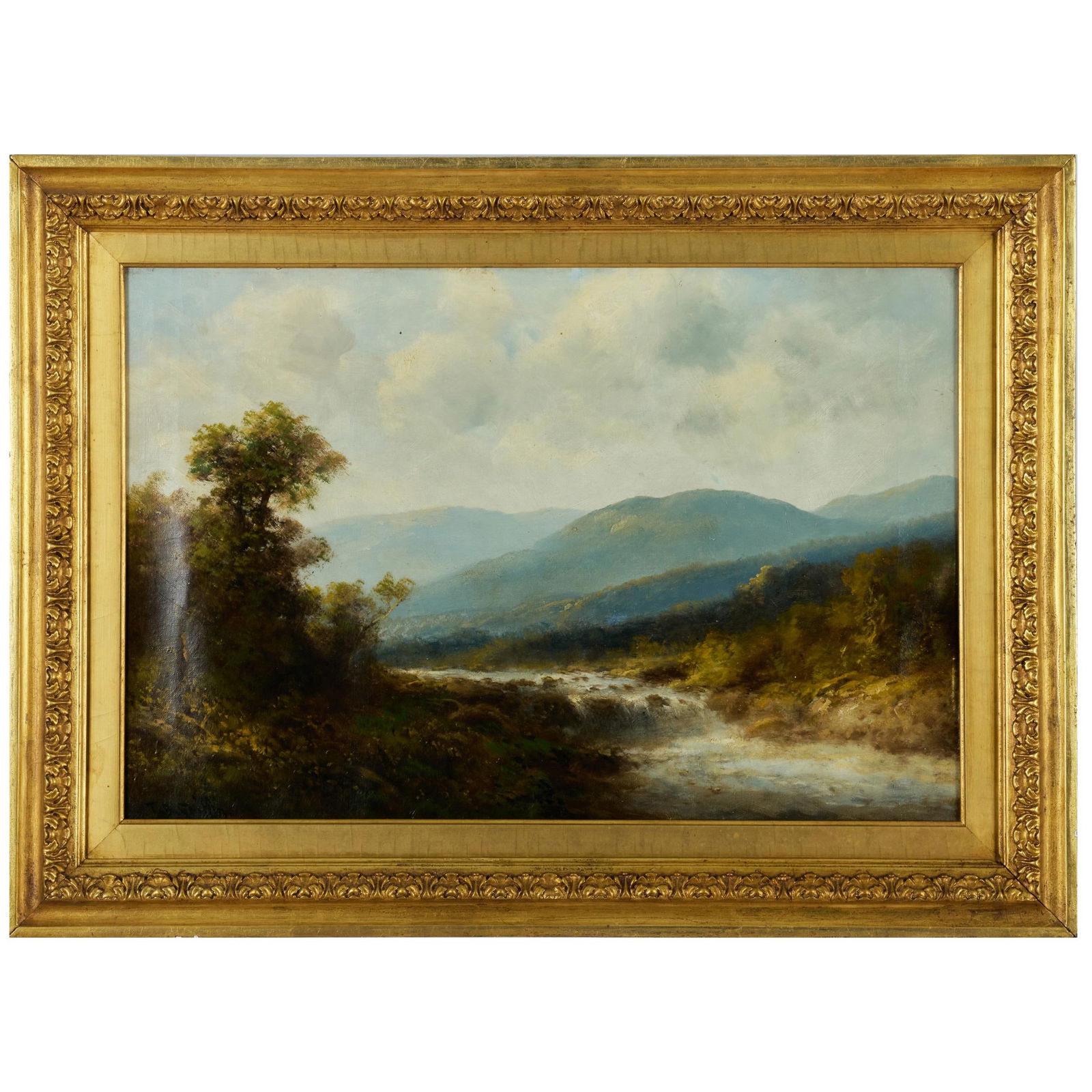 Attributed to Thomas B. Griffin (1858-1918): Sunny Day on the Delaware: Attributed to Thomas B. Griffin (1858-1918): Sunny Day on the DelawareOil on canvas, signed 'T.B. Griffin' lower left.16 x 24 in., 22 x 30 in. (frame).