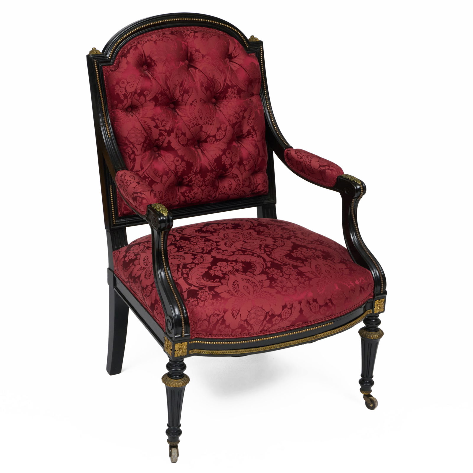 Victorian Gilt-Bronze-Mounted Ebonized Armchair, Attributed to Leon Marcotte (1 of 9)