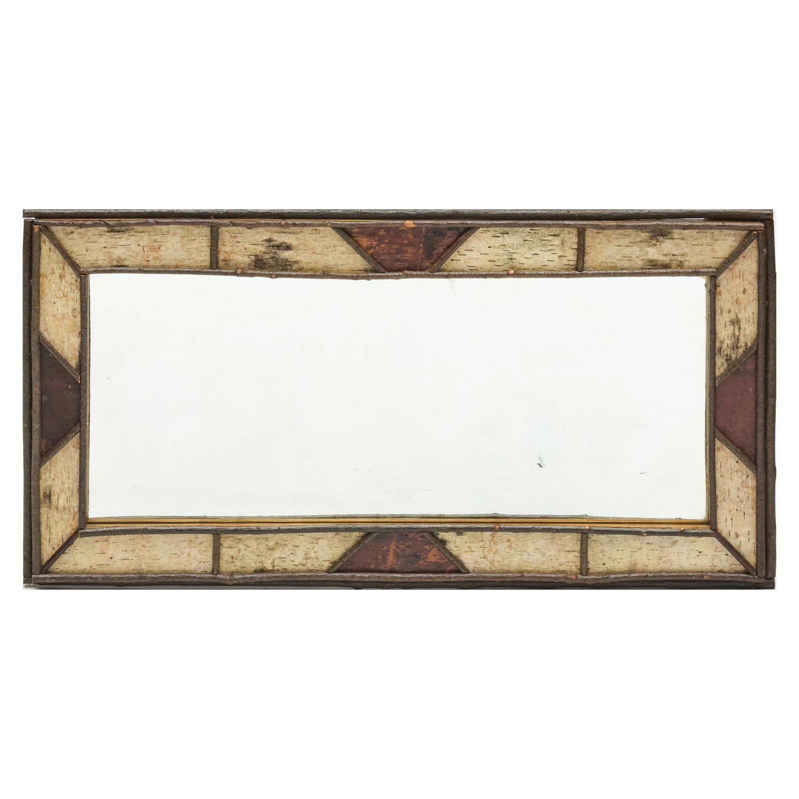 Two Twig and Birchwood Mirrors: Two Twig and Birchwood MirrorsTogether with a small birch framed photograph, inscribed on the reverse, 11 x 9 1/4 in.Largest mirror 39 x 19 1/2 in.Small mirror 24 1/4 x 20 1/2 in.The Collection of