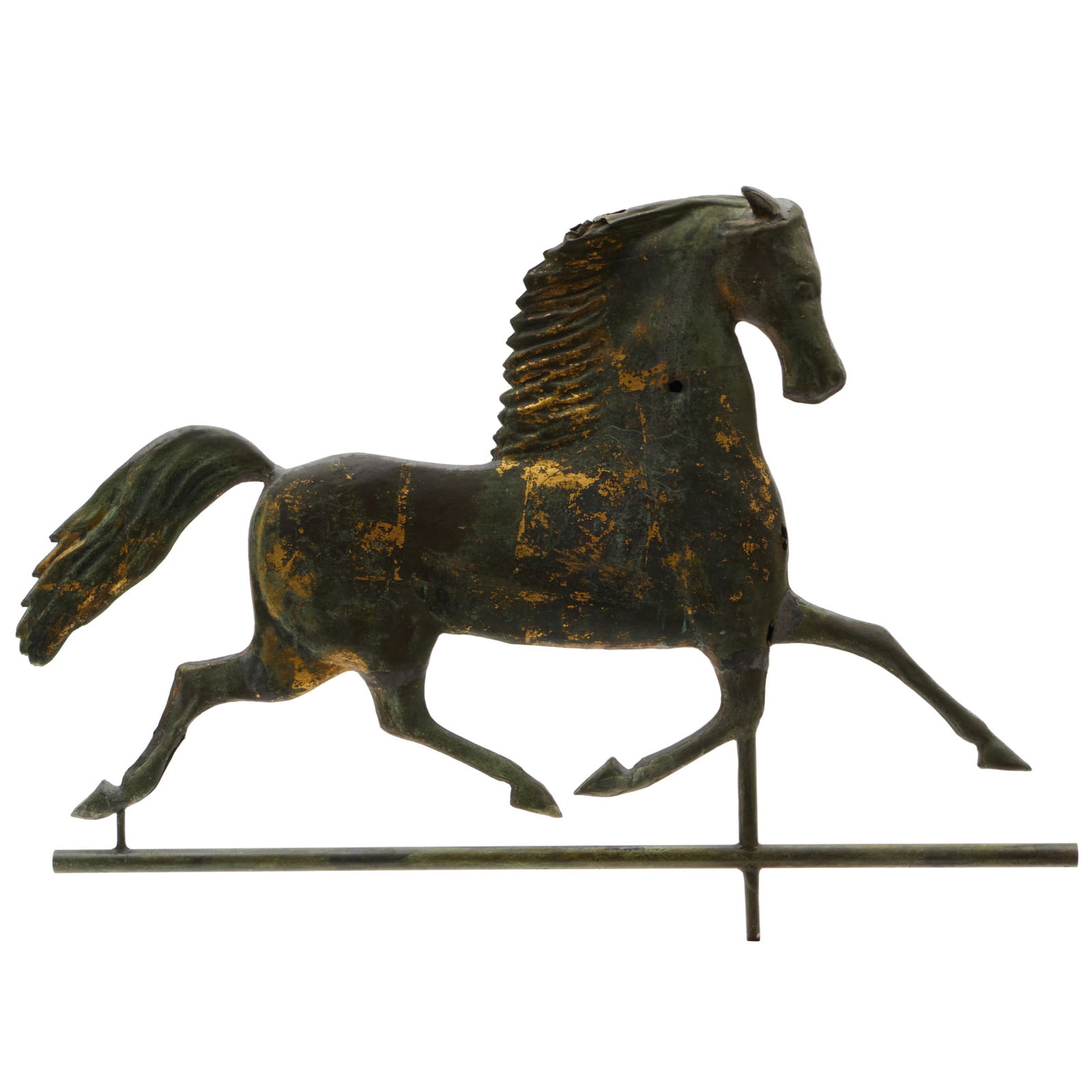 Molded Copper and Zinc Black Hawk Horse Weathervane: Molded Copper and Zinc Black Hawk Horse Weathervane 20 x 27 x 1 1/2 in. Property of an Important American Collection.