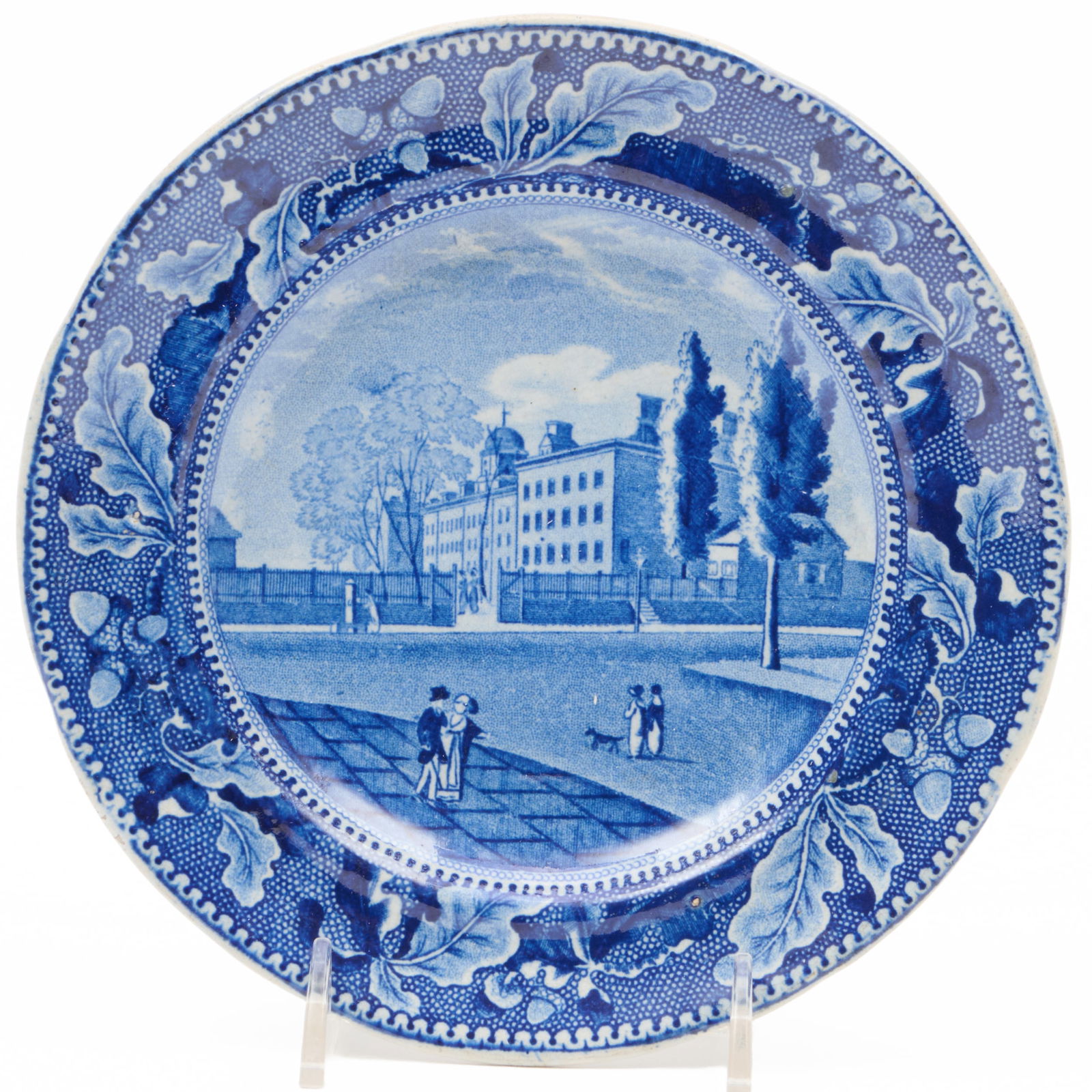 Stevenson Staffordshire 'Columbia College New York' Plate: Stevenson Staffordshire 'Columbia College New York' PlateBlue printed mark.6 1/2 in. diam.The Miller Family Collection, Pittsfield, MA.