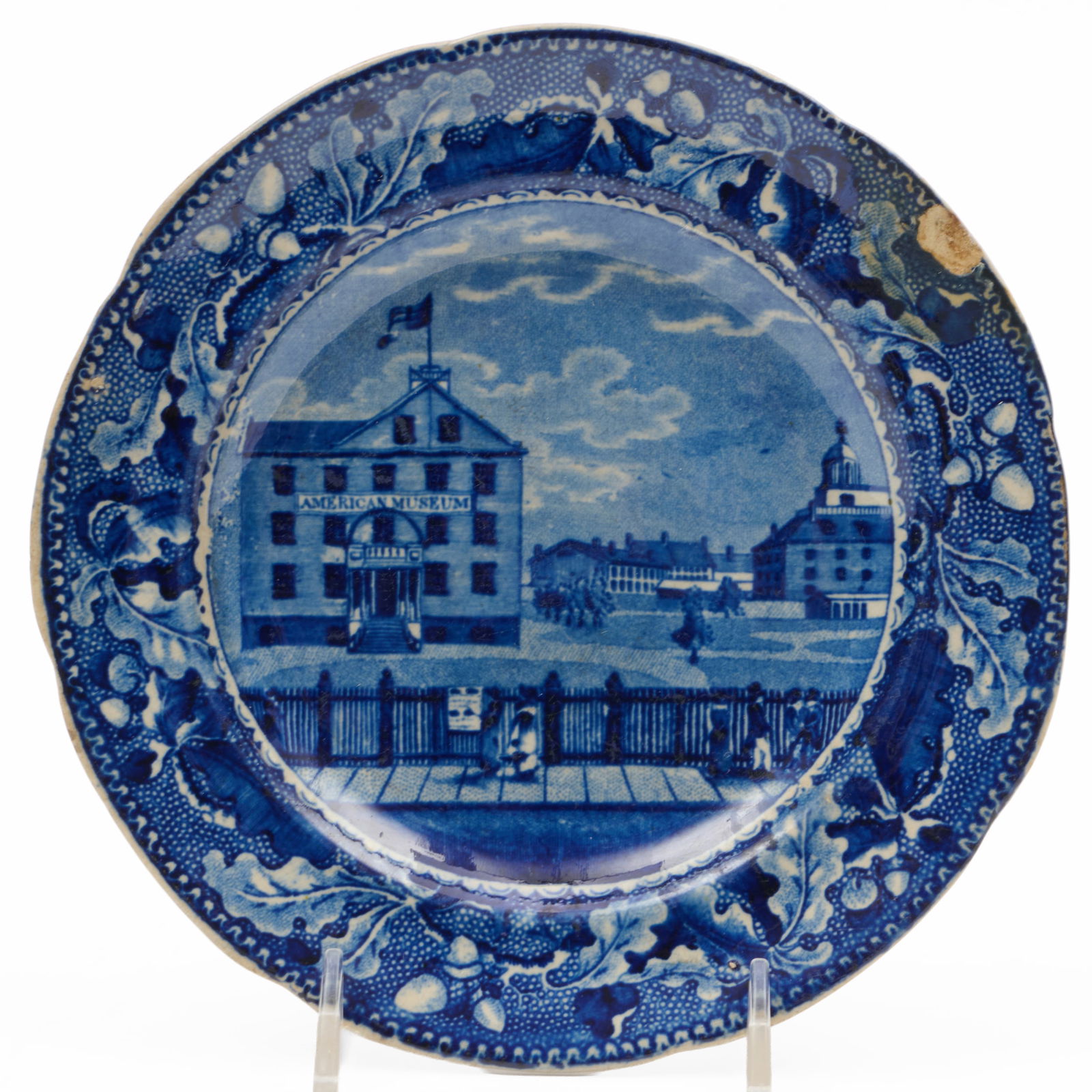 Stevenson and Williams 'Scudders American Museum' Plate: Stevenson and Williams 'Scudders American Museum' PlateBlue printed mark.6 3/8 in. diam.The Miller Family Collection, Pittsfield, MA.