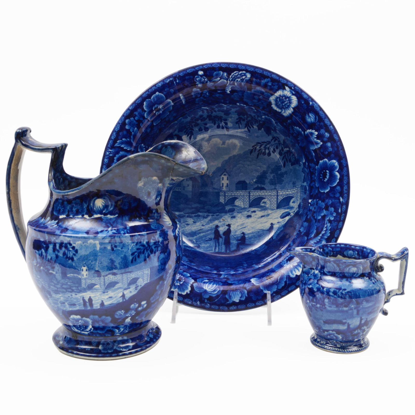 Two Enoch Wood Staffordshire Pitchers and a Basin Relating to the Erie Canal (1 of 20)