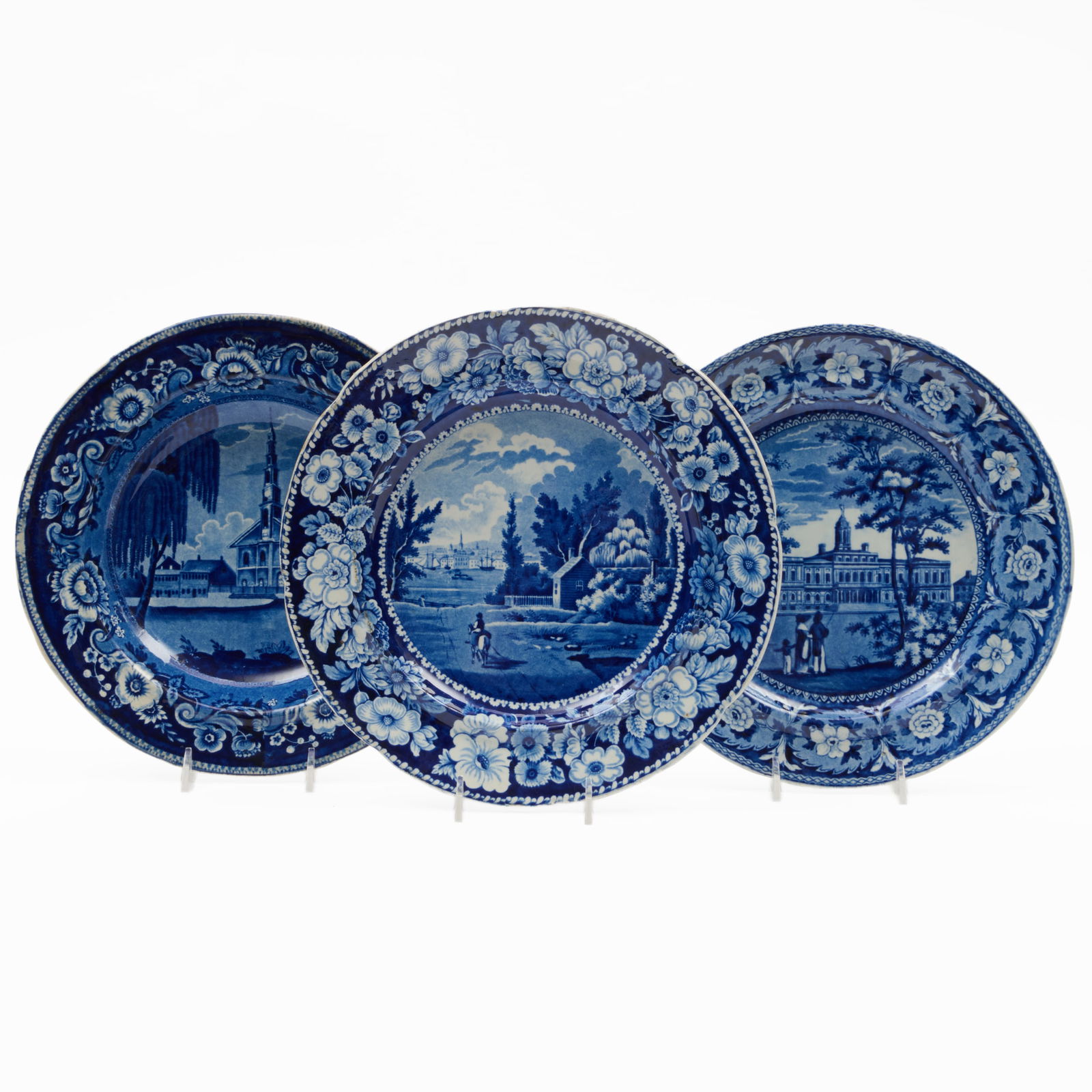 Group of Four Historical Staffordshire Plates Relating to New York (1 of 15)