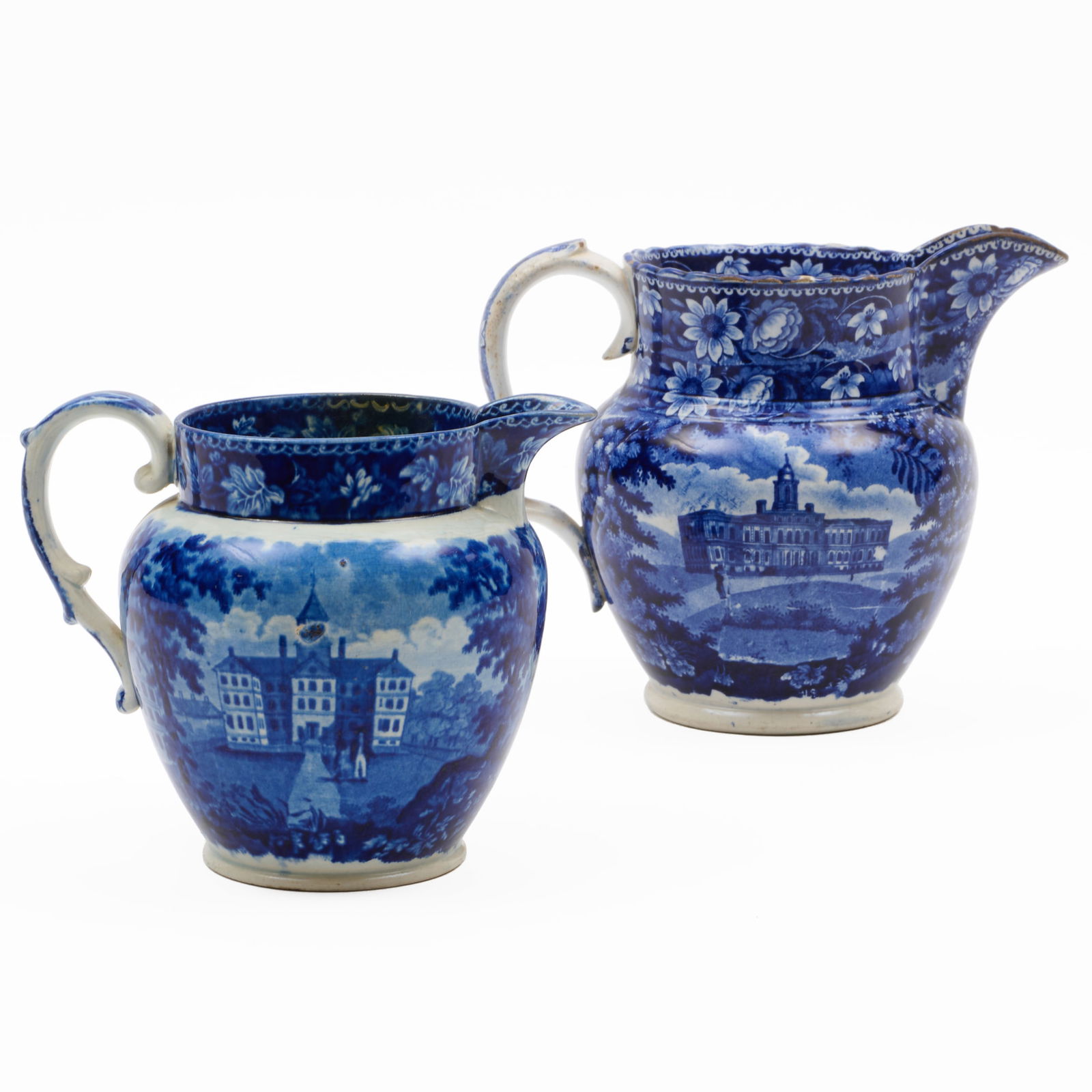 Historical Staffordshire 'Insane Asylum and City Hall New York' Pitcher and a 'Boston State House' (1 of 9)