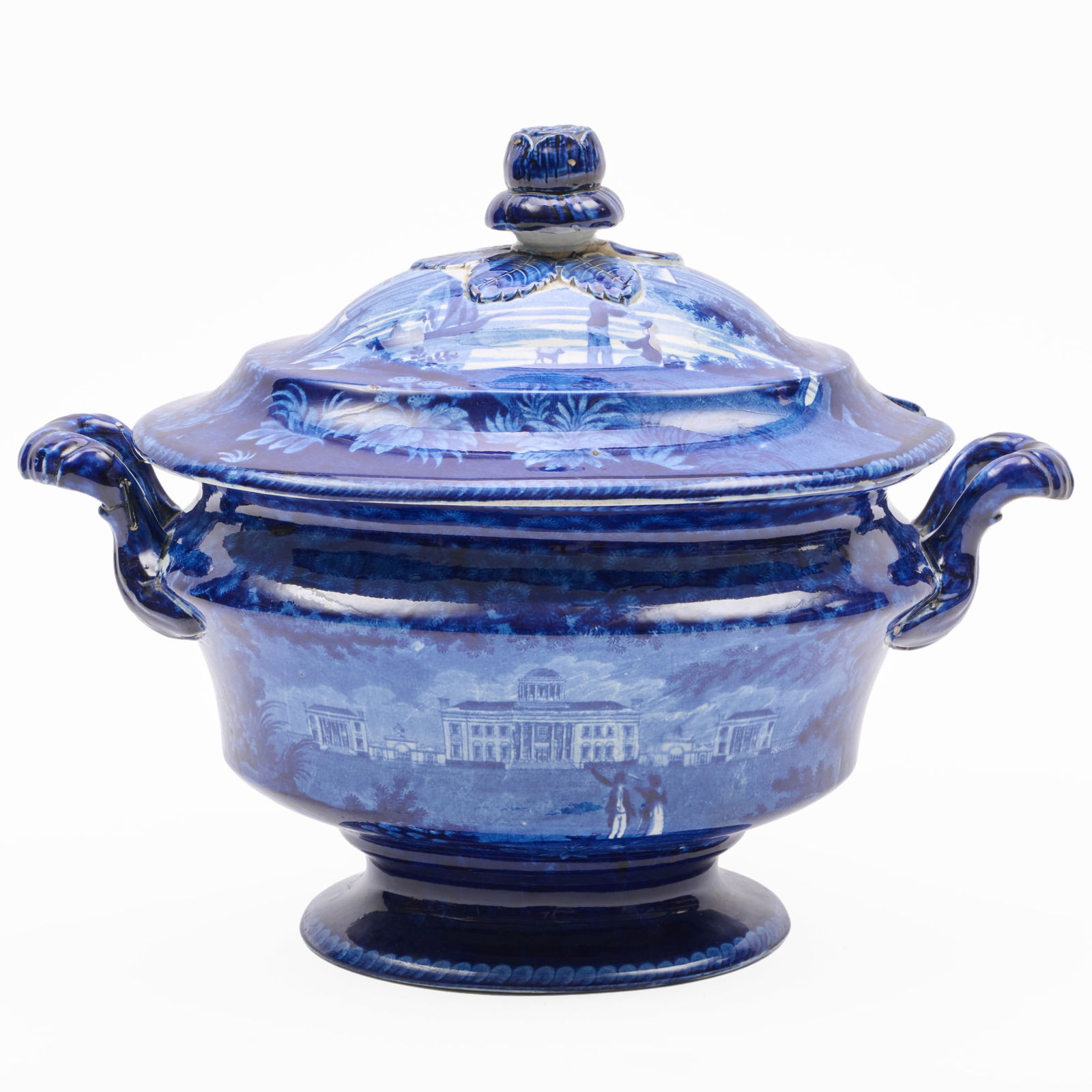 Staffordshire Tureen and Cover with 'Capitol at Harrisburg, PA', Imported by Tams & Co.: Staffordshire Tureen and Cover with 'Capitol at Harrisburg, PA', Imported by Tams & Co. Apparently unmarked. 12 1/4 x 15 1/2 x 9 1/2 in. The Miller Family Collection, Pittsfield, MA.