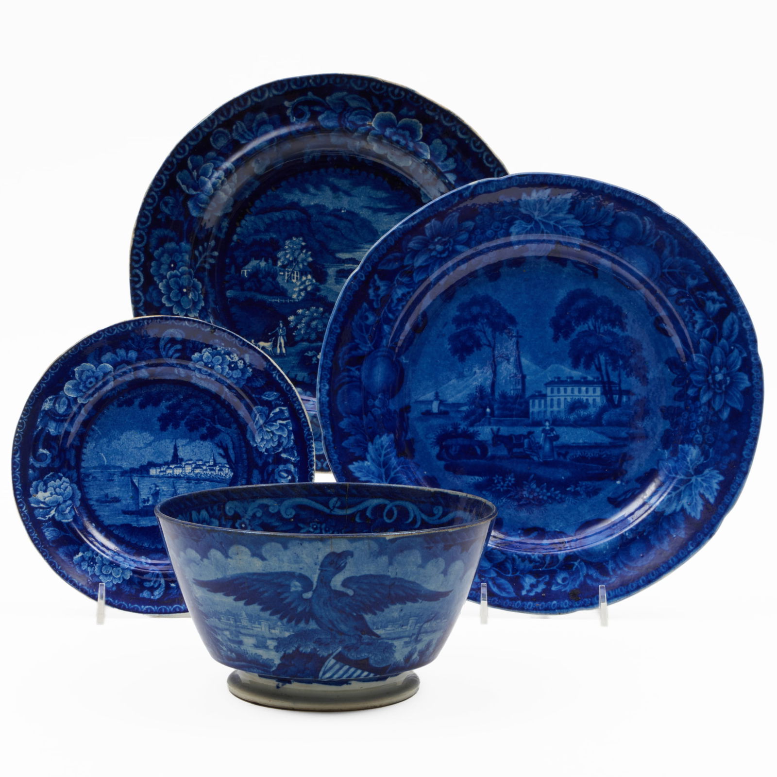 Two Historical Staffordshire Plates Relating to Philadelphia and an 'American Villa' Plate (1 of 14)