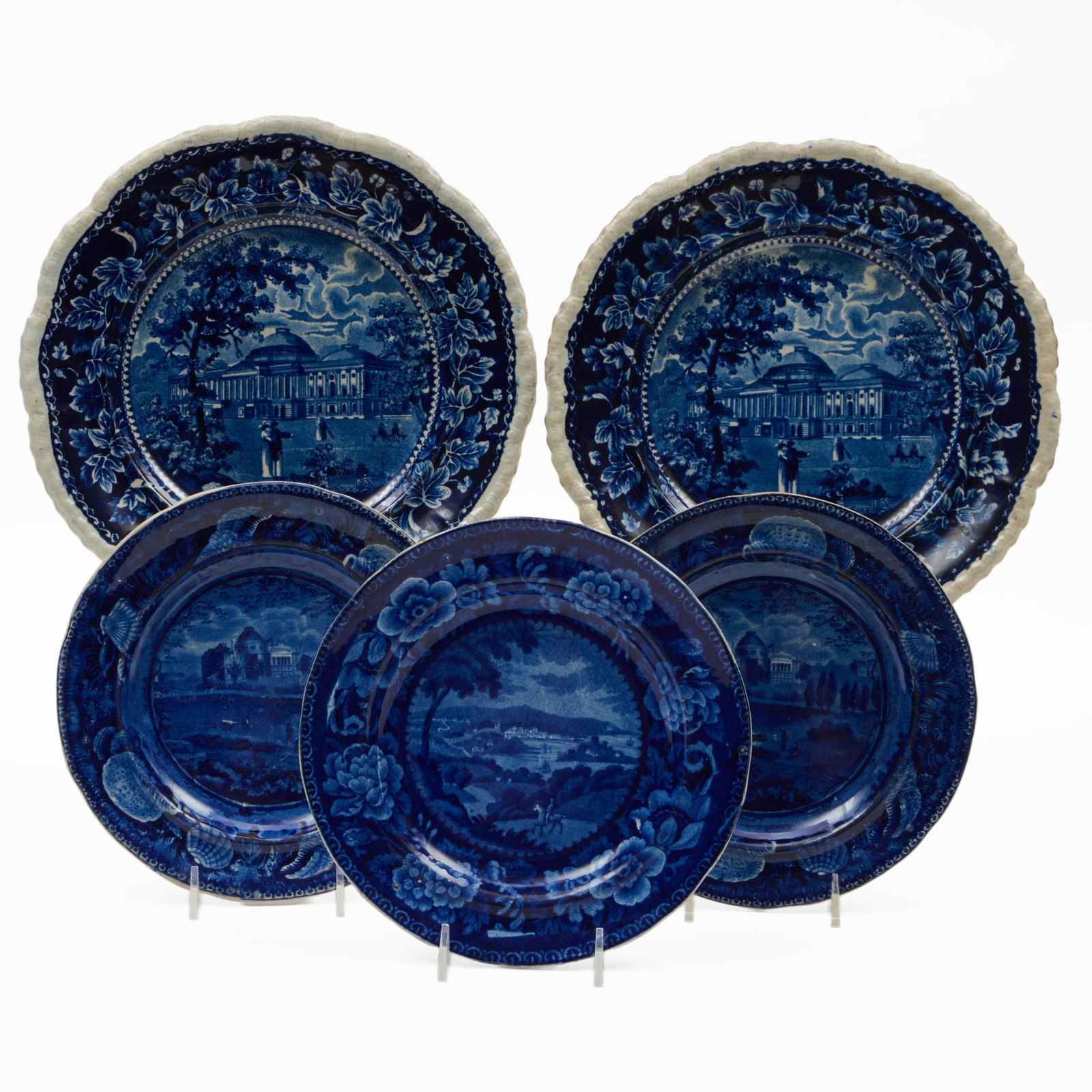 Group of Five Historical Staffordshire Plates with 'Capitol Washington' Views (1 of 14)