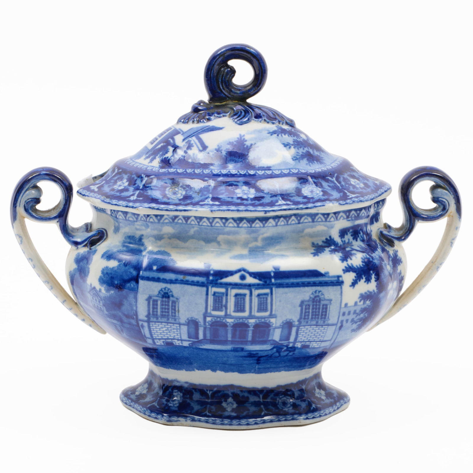 Ridgway Staffordshire Sugar Bowl with 'Bank Savannah' View and Two 'Insane Hospital Boston' Covers (1 of 9)