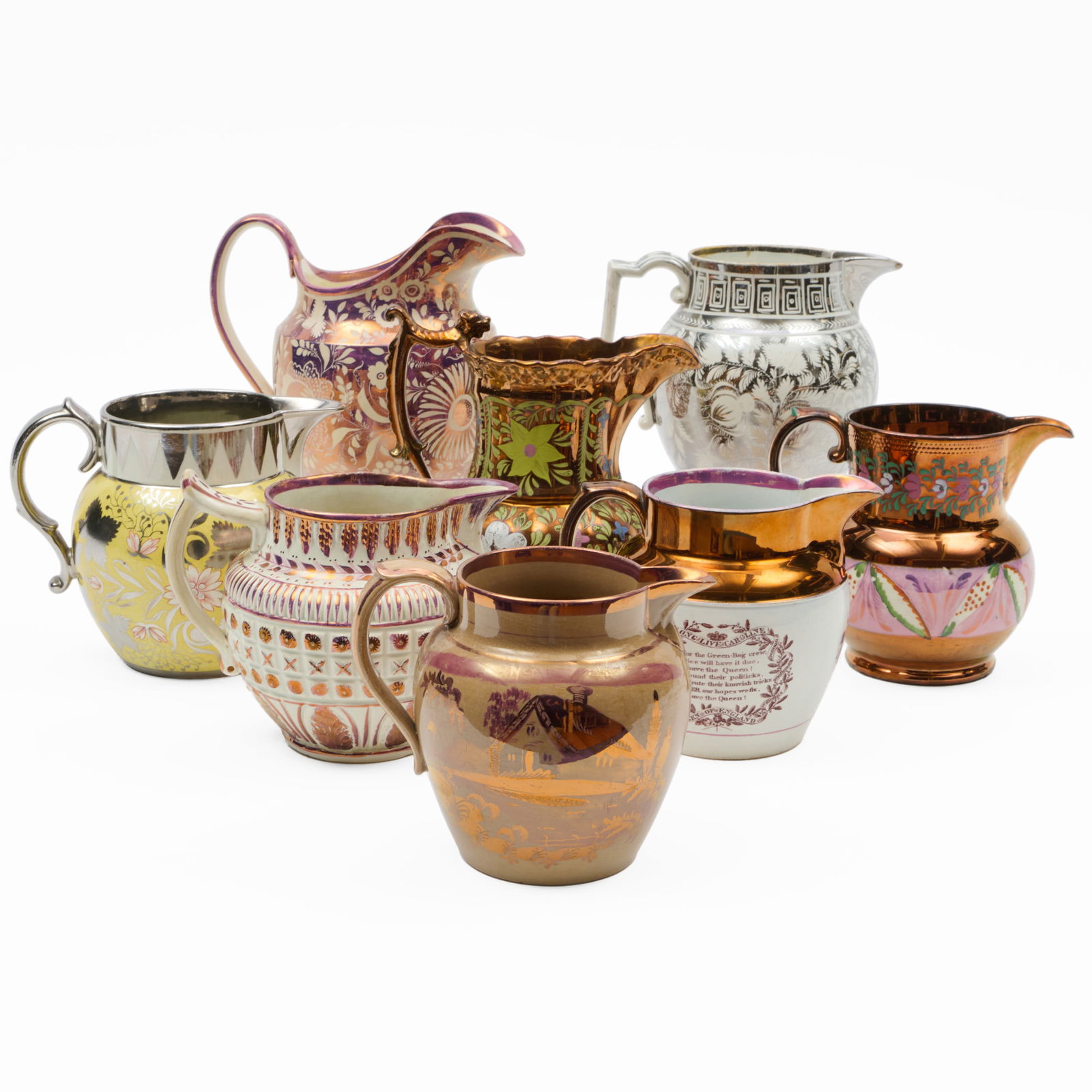 Group of Eight English Lusterware Jugs (1 of 20)