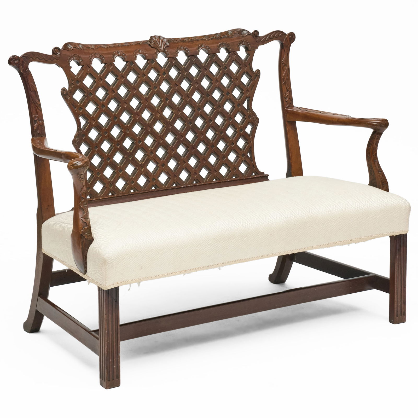 George III Style Carved Mahogany Hall Bench (1 of 7)