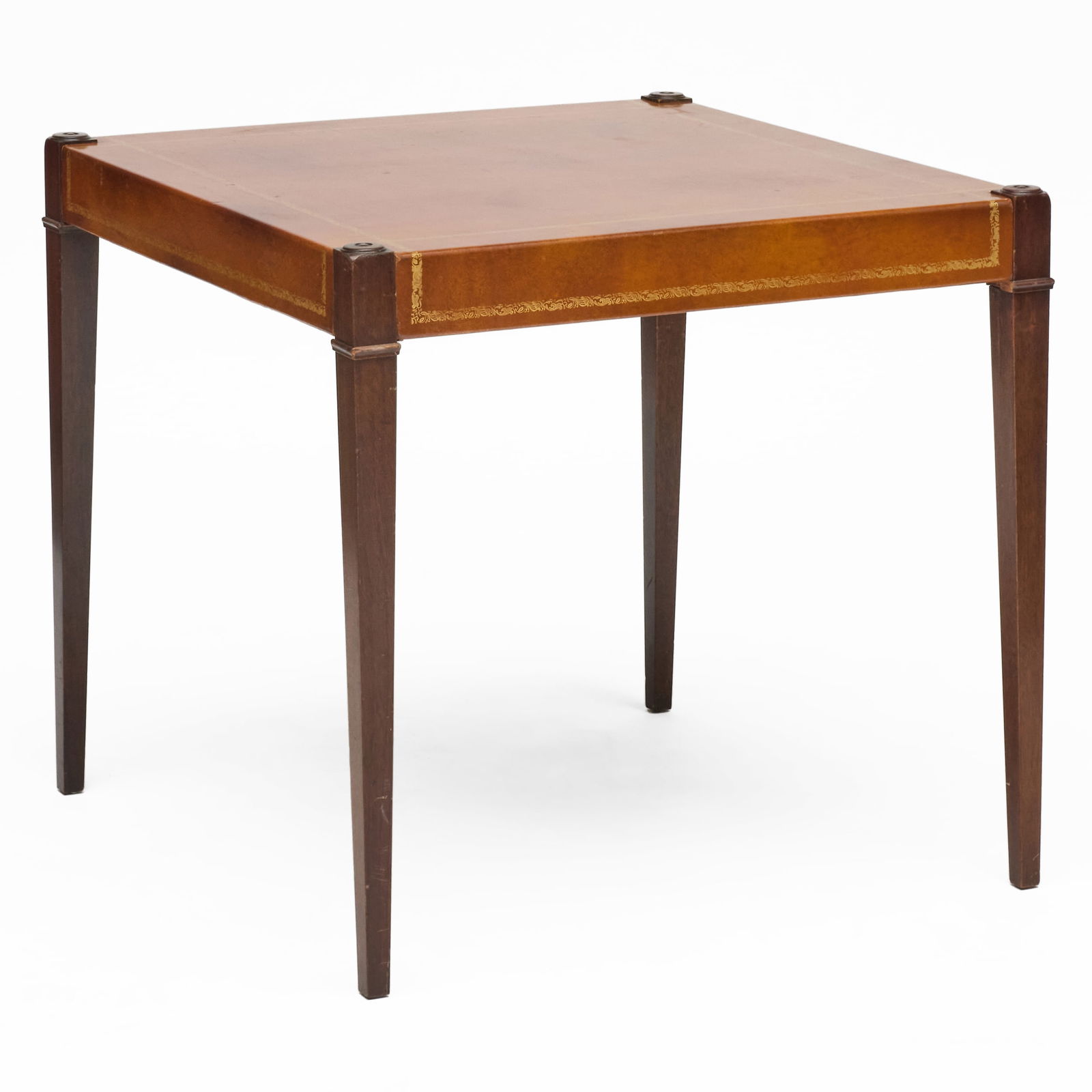 George III Style Mahogany and Gilt-Tooled Leather Games Table (1 of 8)