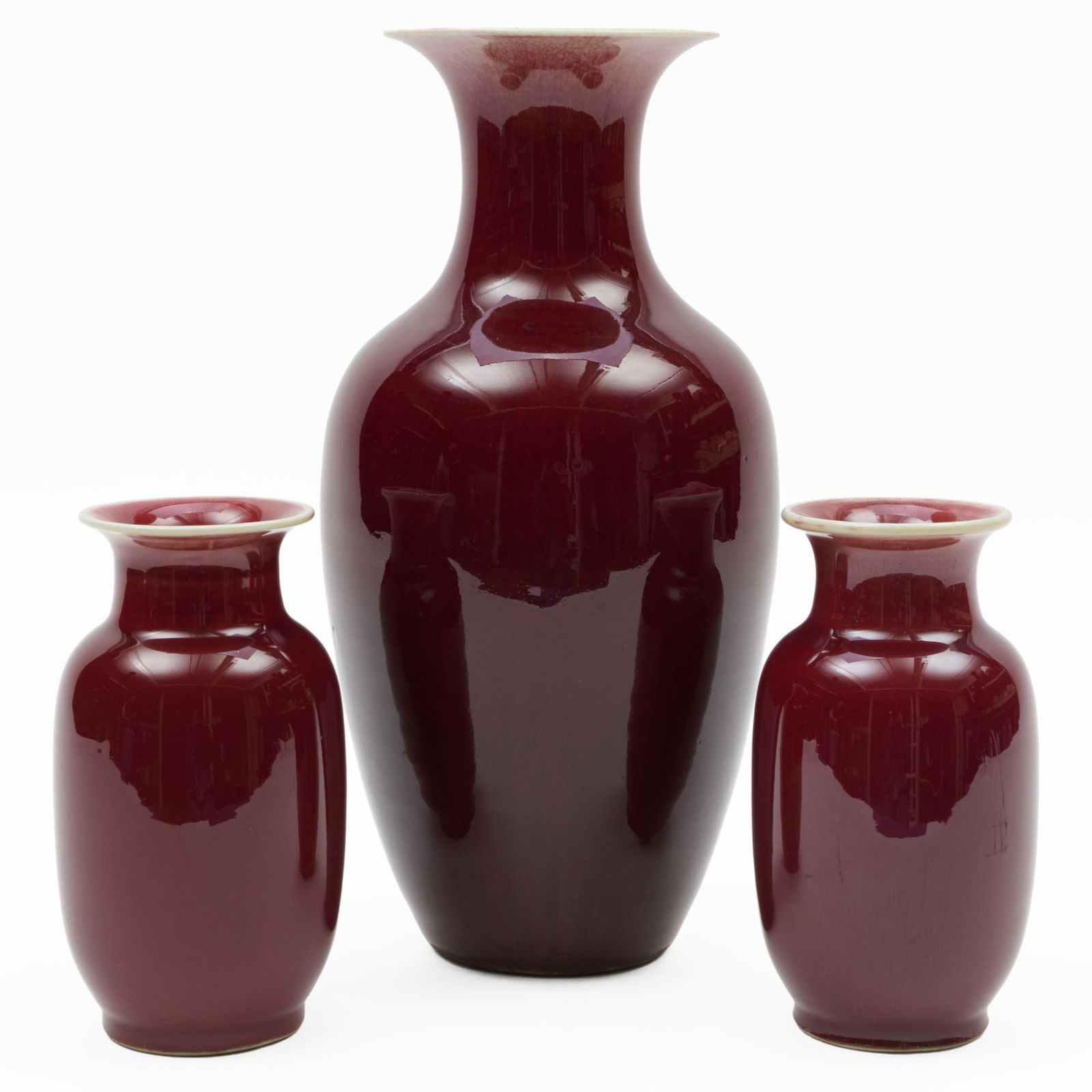 Chinese Copper Red Porcelain Vase and a Pair of Copper Red Porcelain Vases (1 of 15)