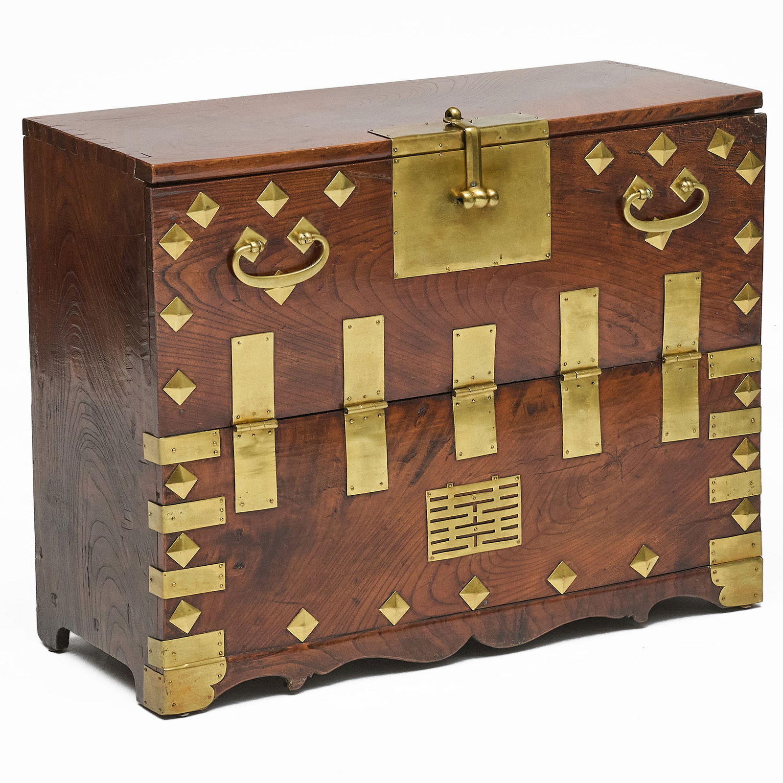 Korean Brass-Mounted Hardwood Chest (1 of 9)