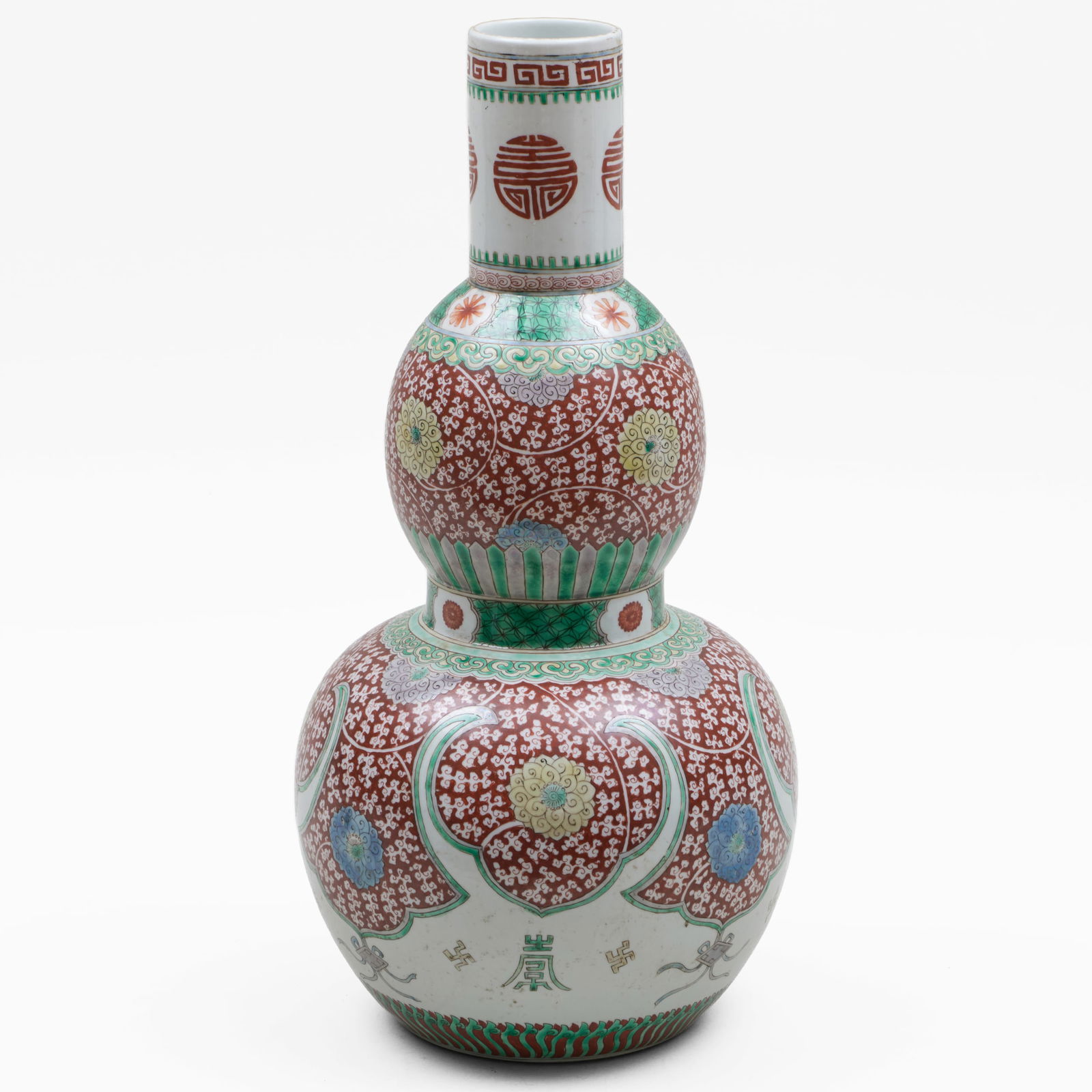 Chinese Famille Verte Porcelain Double Gourd Vase (1 of 7)