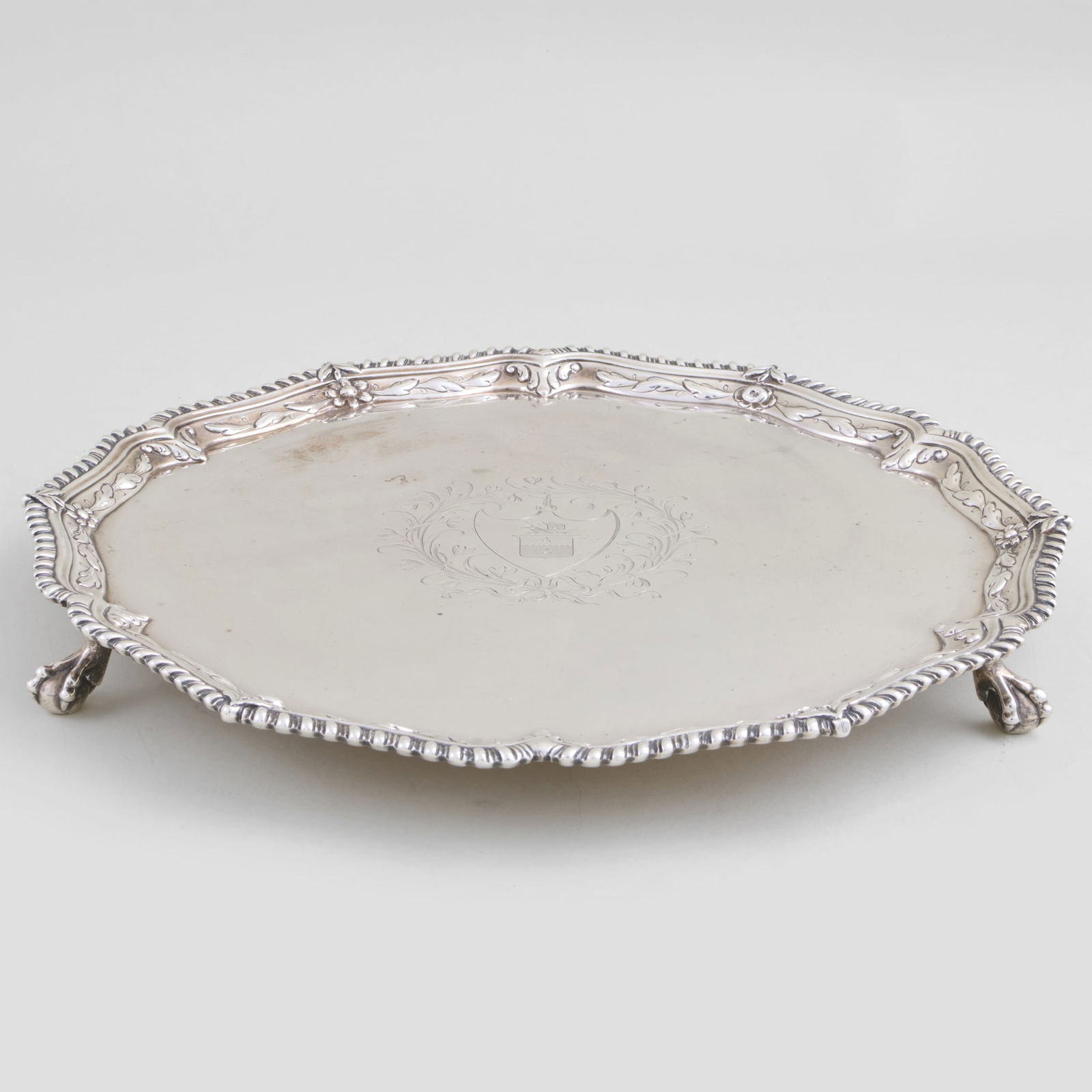 George III Silver Salver Engraved with Armorial (1 of 5)