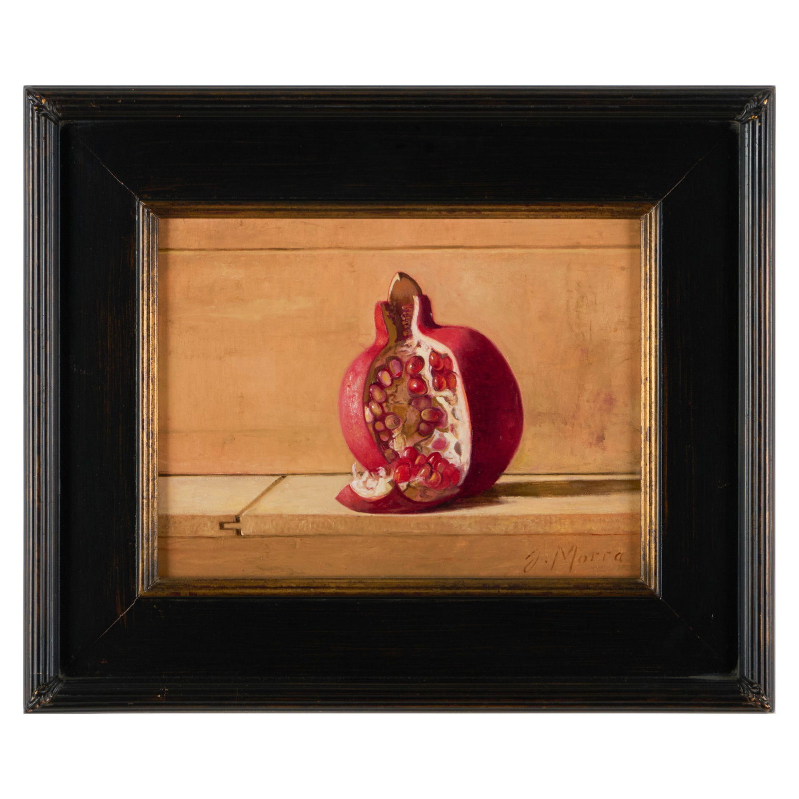 Gennaro Morra (b. 1924): Pomegranate: Gennaro Morra (b. 1924): Pomegranate Oil on board, signed 'G. Morra' lower right. 9 x 12 in., 15 x 18 in. (frame). Estate of Lisa Fox Martin.
