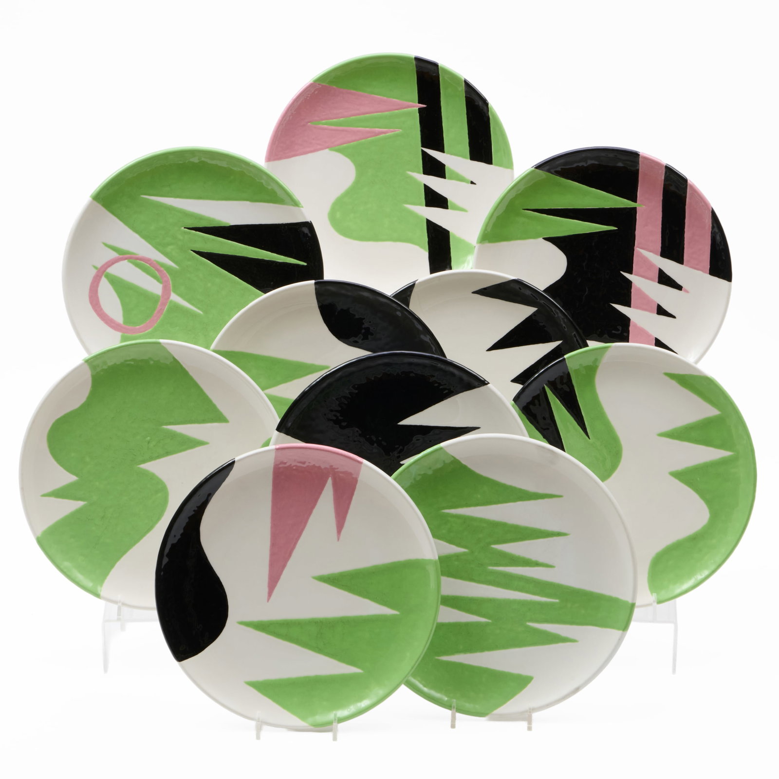 Set of Ten Teddy Millington-Drake for Franca Pinna Porcelain Plates: Set of Ten Teddy Millington-Drake for Franca Pinna Porcelain Plates