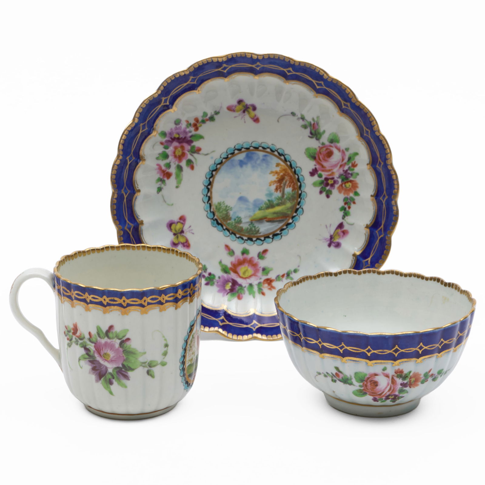 Worcester Porcelain Teacup, Coffee Cup, and Saucer (1 of 9)