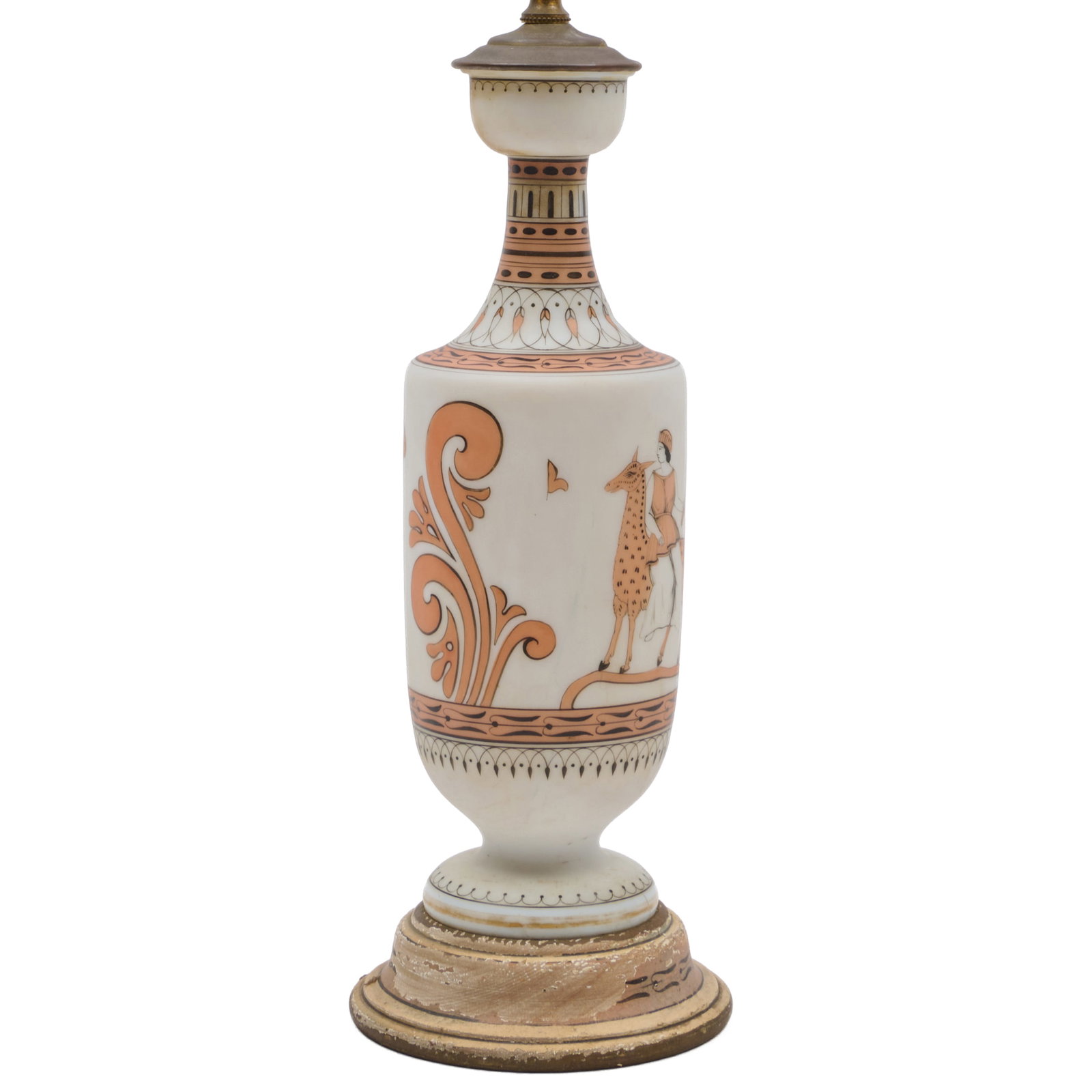 Opaline Glass Vase Mounted as a Lamp with Neoclassical Scenes (1 of 8)