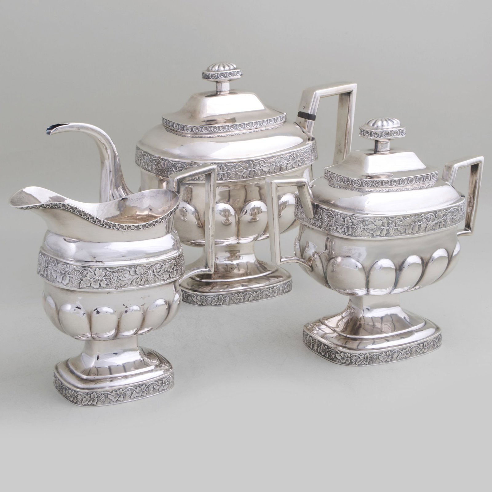 Ebenezer Cole, New York, Silver Three-Piece Tea Service (1 of 20)