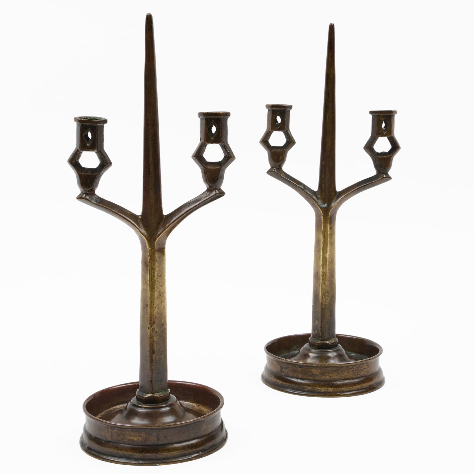 Pair of Netherlandish Gothic Bronze Advent Candelabra (1 of 8)