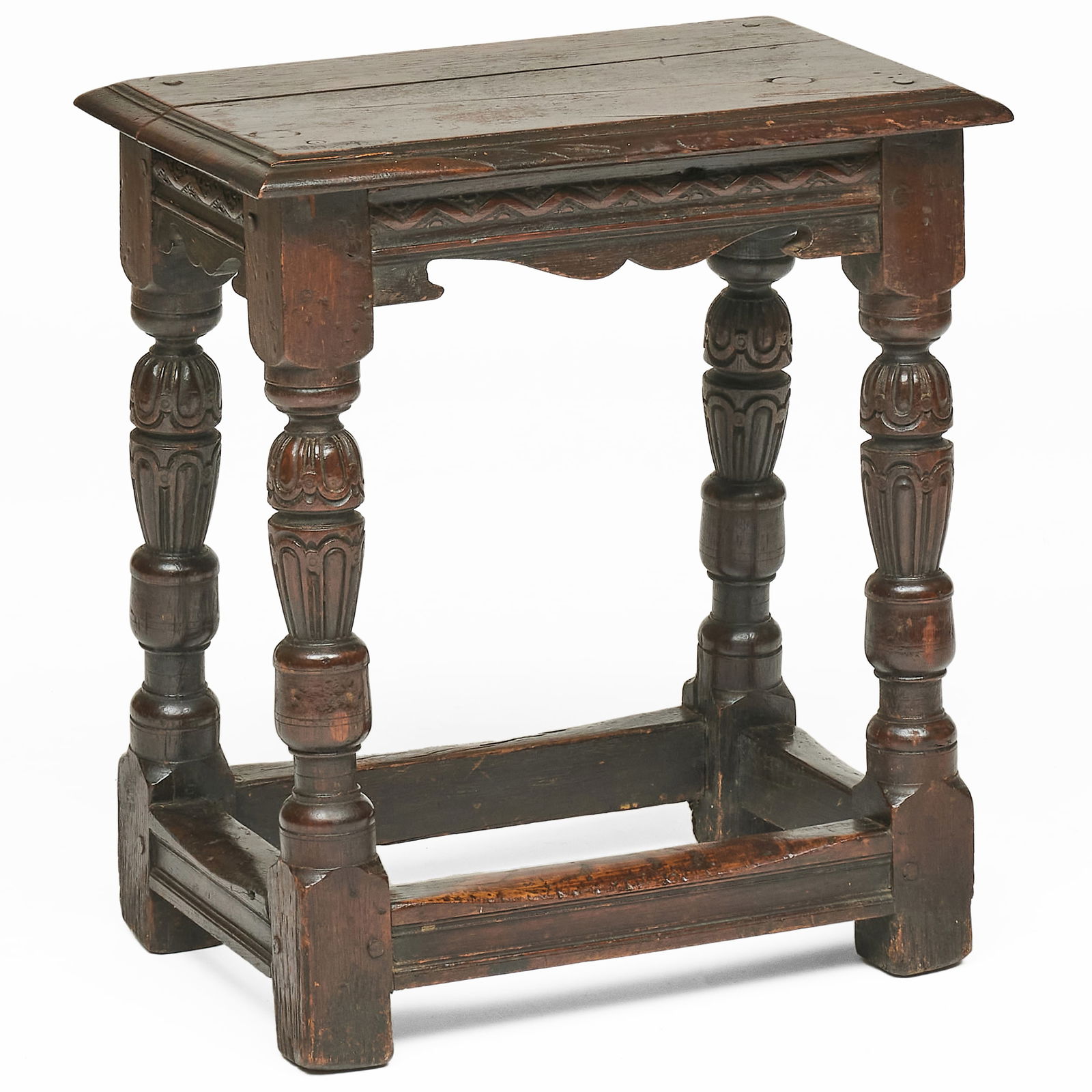 Elizabethan Carved Oak Joint Stool (1 of 10)