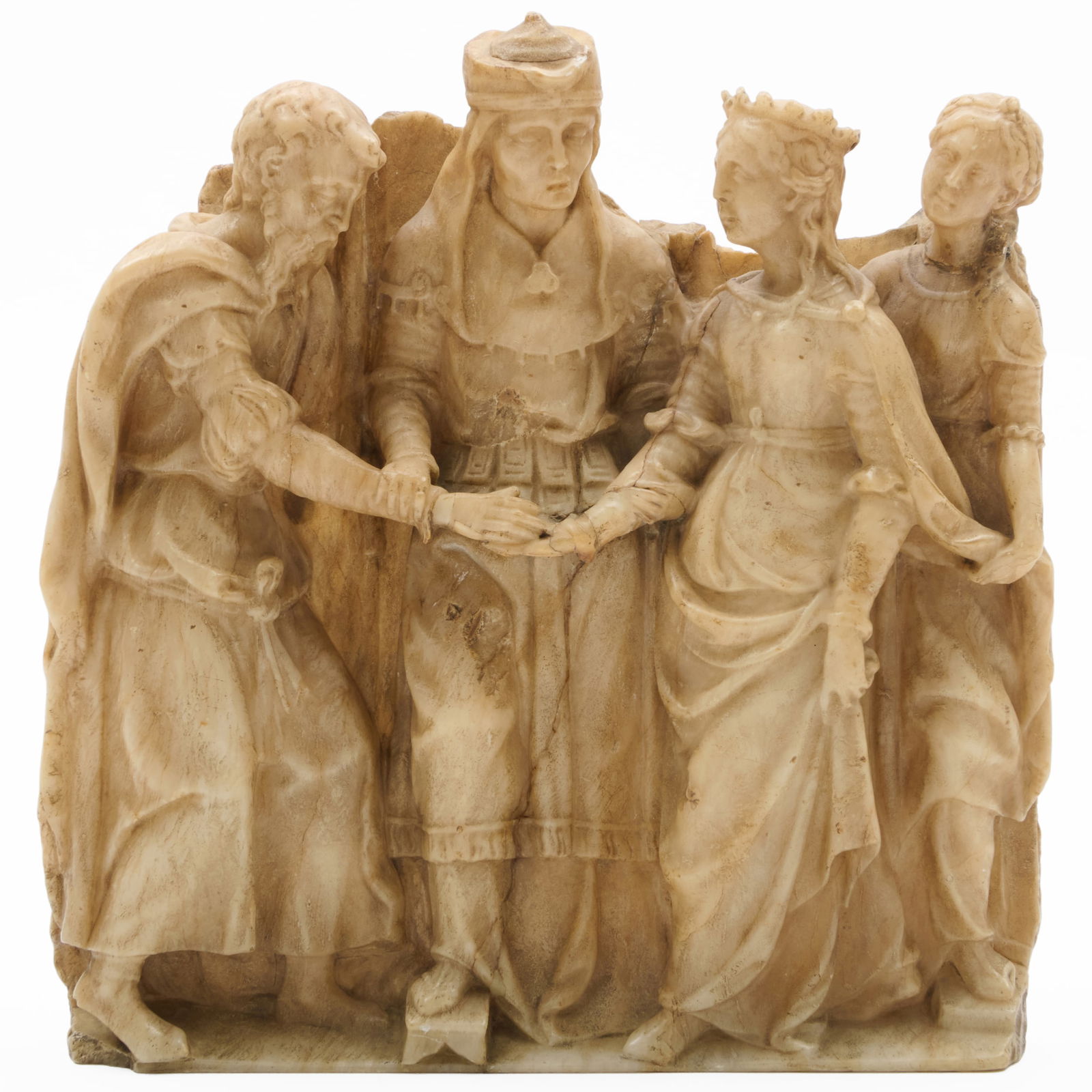 Flemish Renaissance Alabaster Relief Panel Depicting the Marriage of Mary and Joseph, Probably (1 of 15)