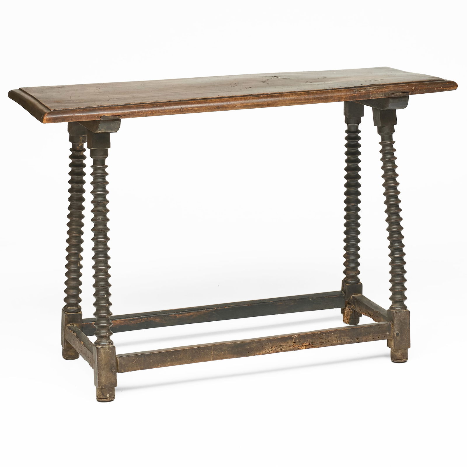 Spanish Baroque Walnut Trestle Table with Turned Legs (1 of 7)