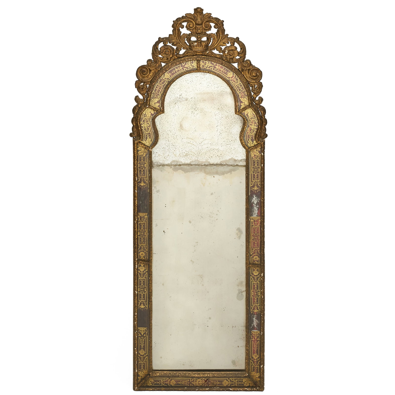 Tall Queen Anne Verre Eglomise and Giltwood Mirror (1 of 3)