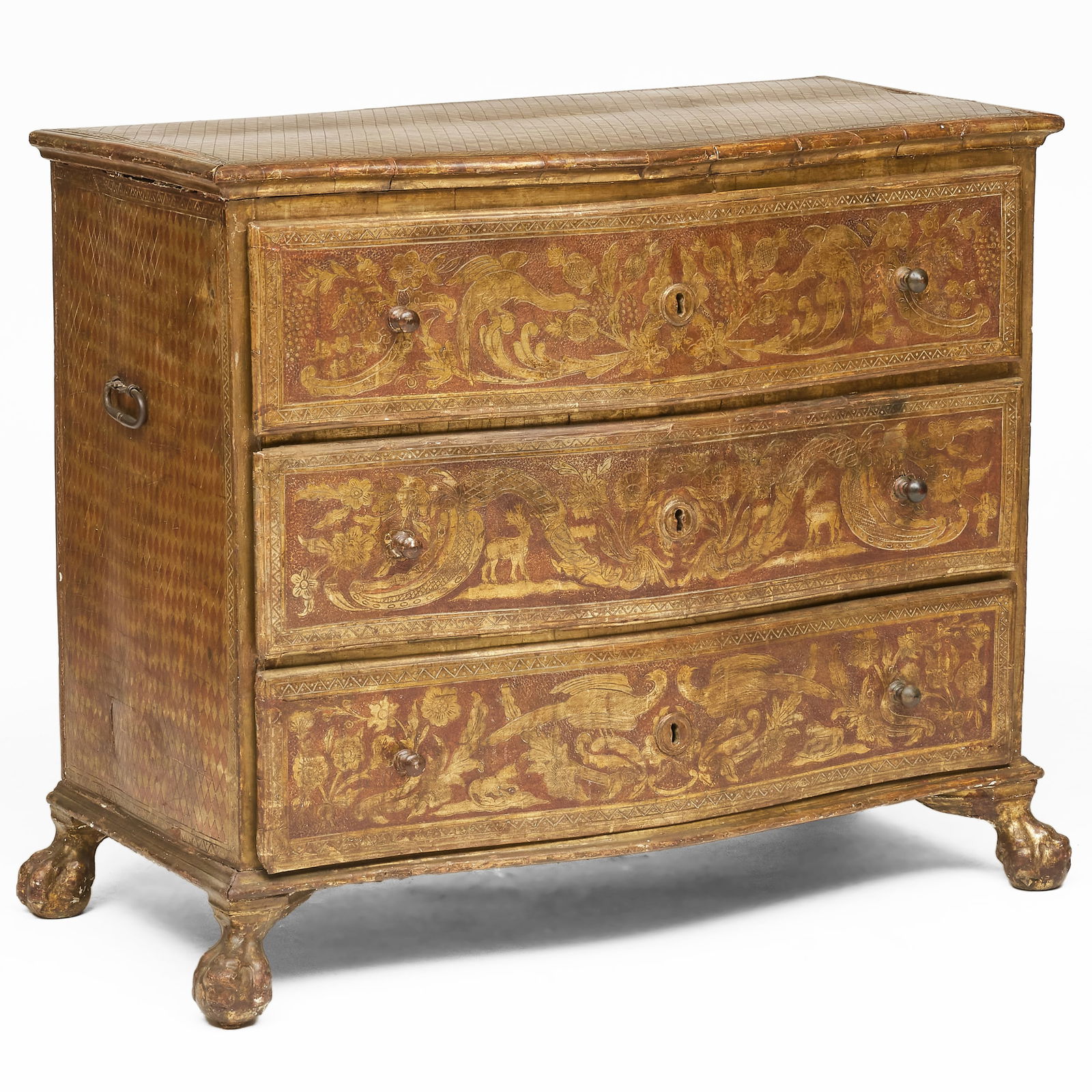 Italian Rococo Sgraffito and Parcel-Gilt Serpentine-Front Chest of Drawers (1 of 12)