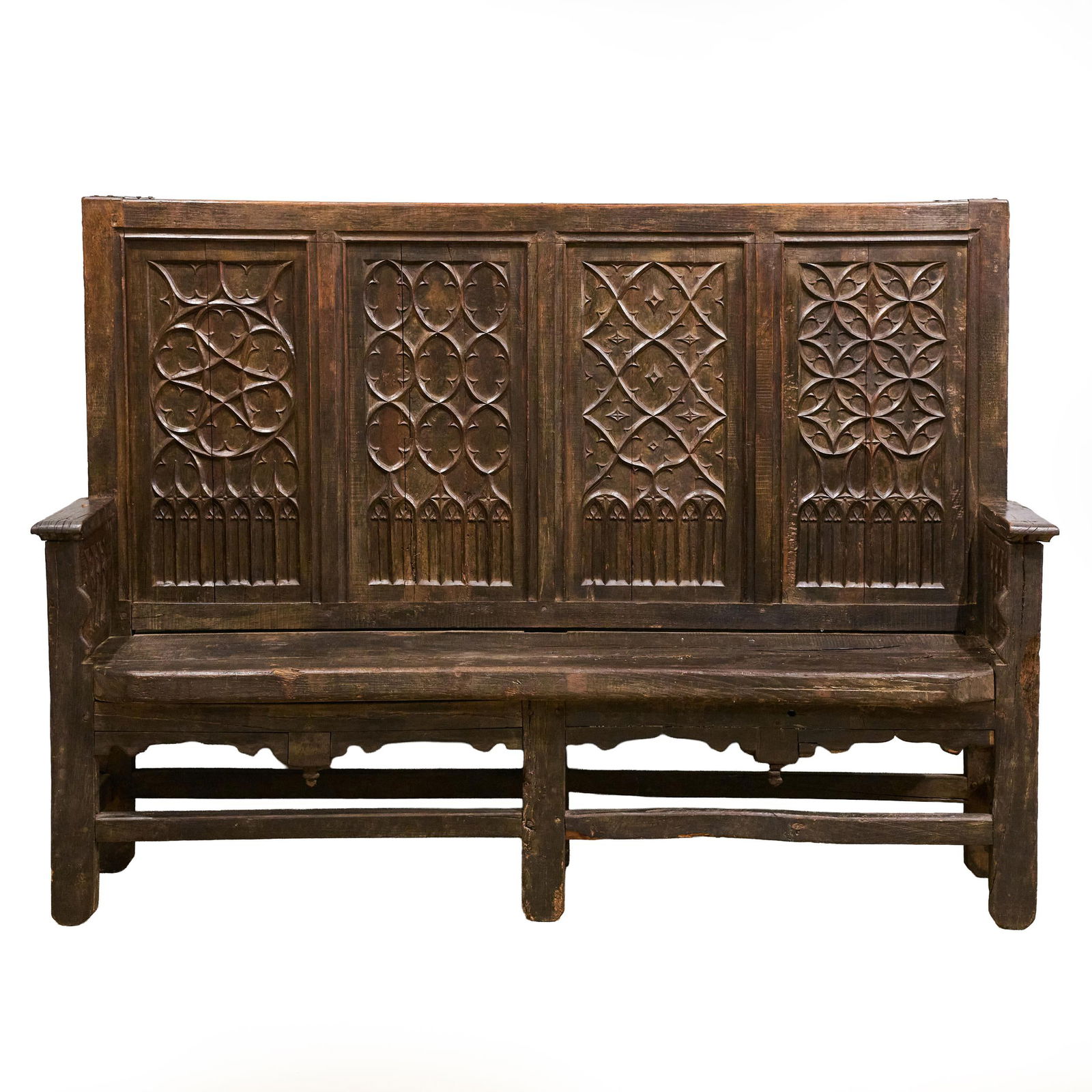 Elizabethan Gothic Oak Deacon's Bench (1 of 14)