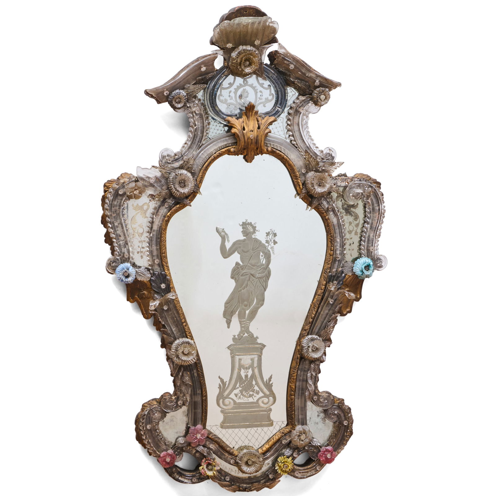 Venetian Baroque Giltwood and Etched Glass Mirror (1 of 11)