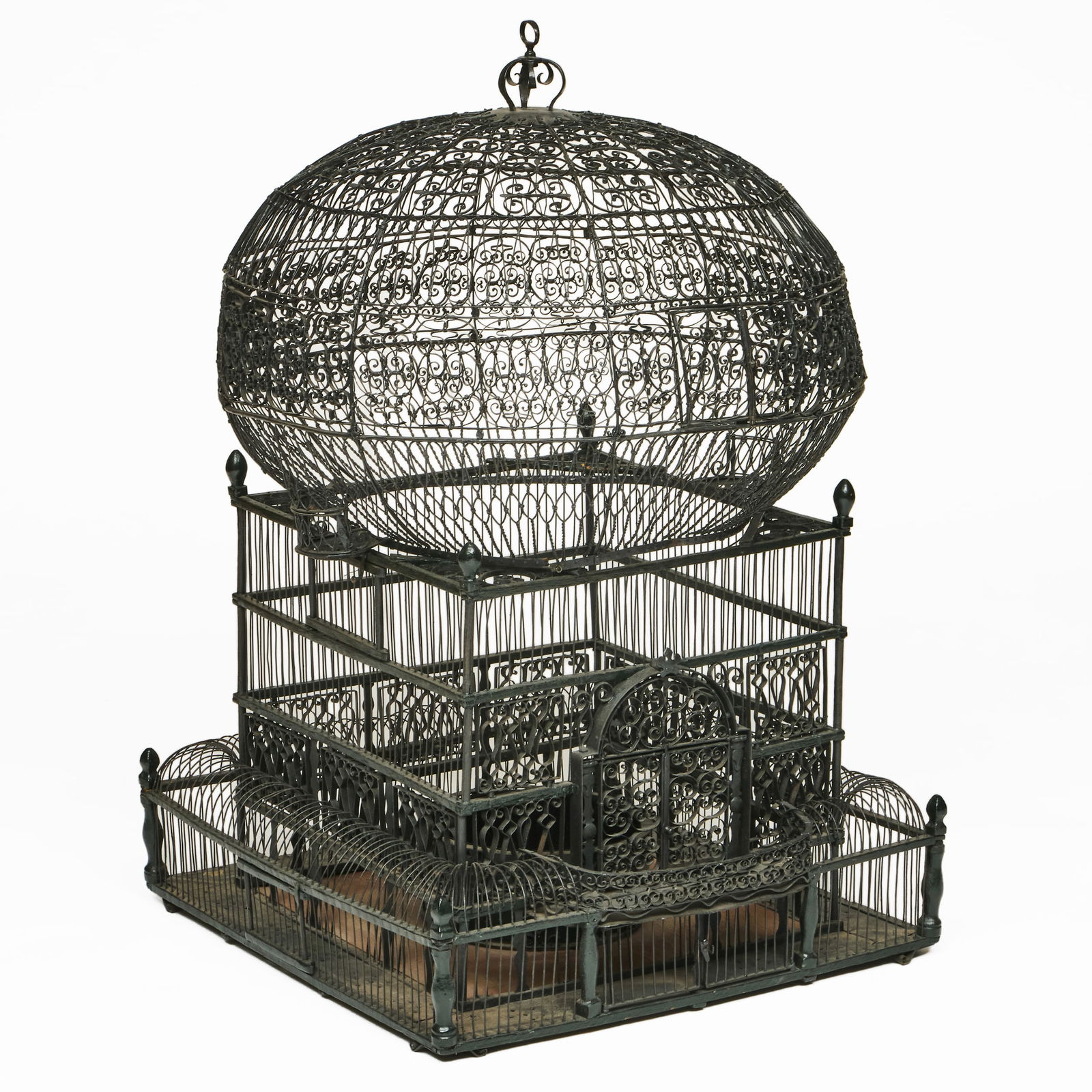 Continental Wrought Iron and Wood Bird Cage (1 of 11)