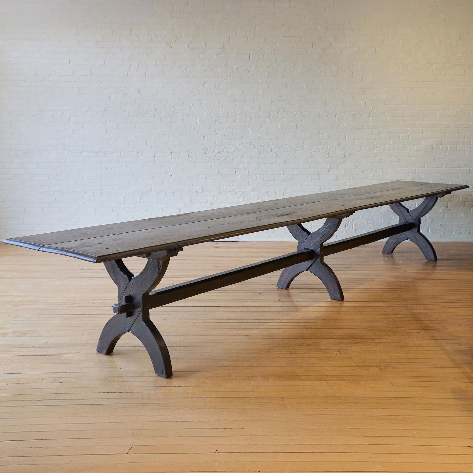 French Oak Long Trestle Table (1 of 7)
