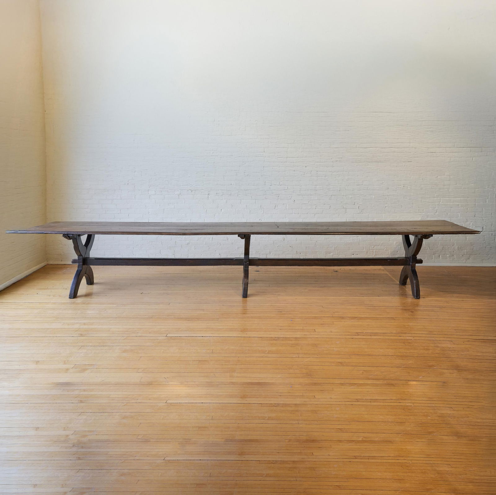 French Oak Long Trestle Table - 2