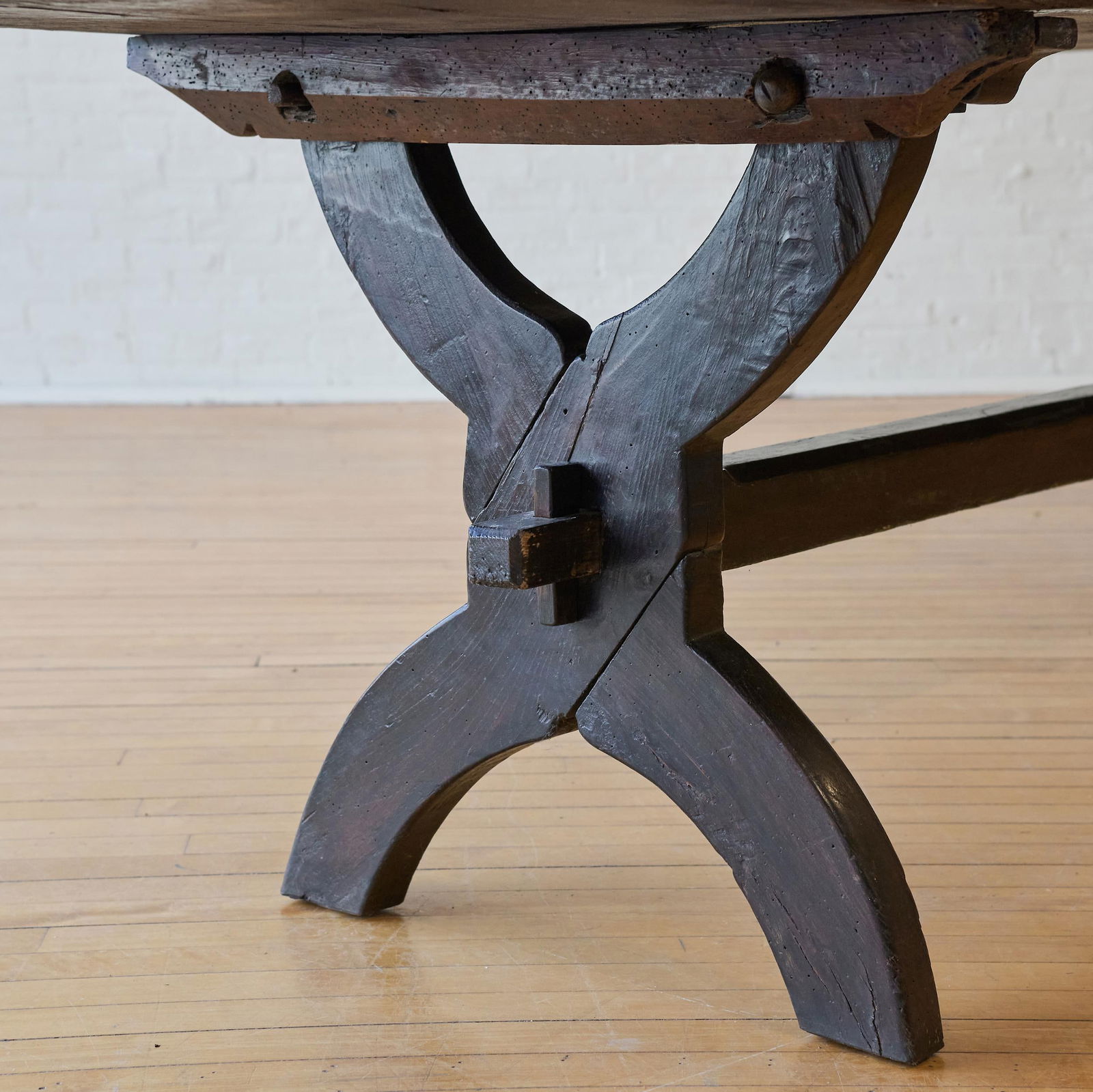 French Oak Long Trestle Table - 3