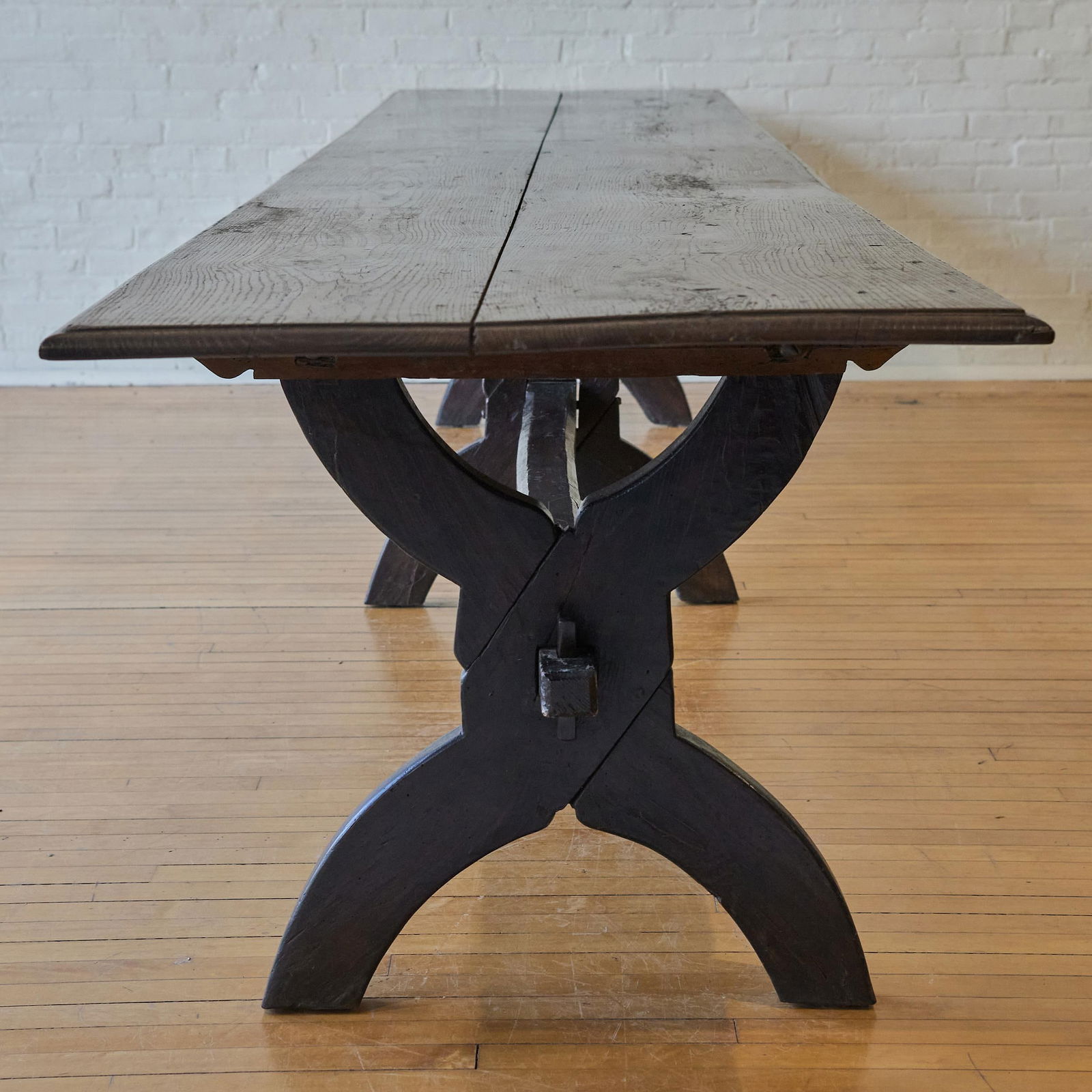 French Oak Long Trestle Table - 7