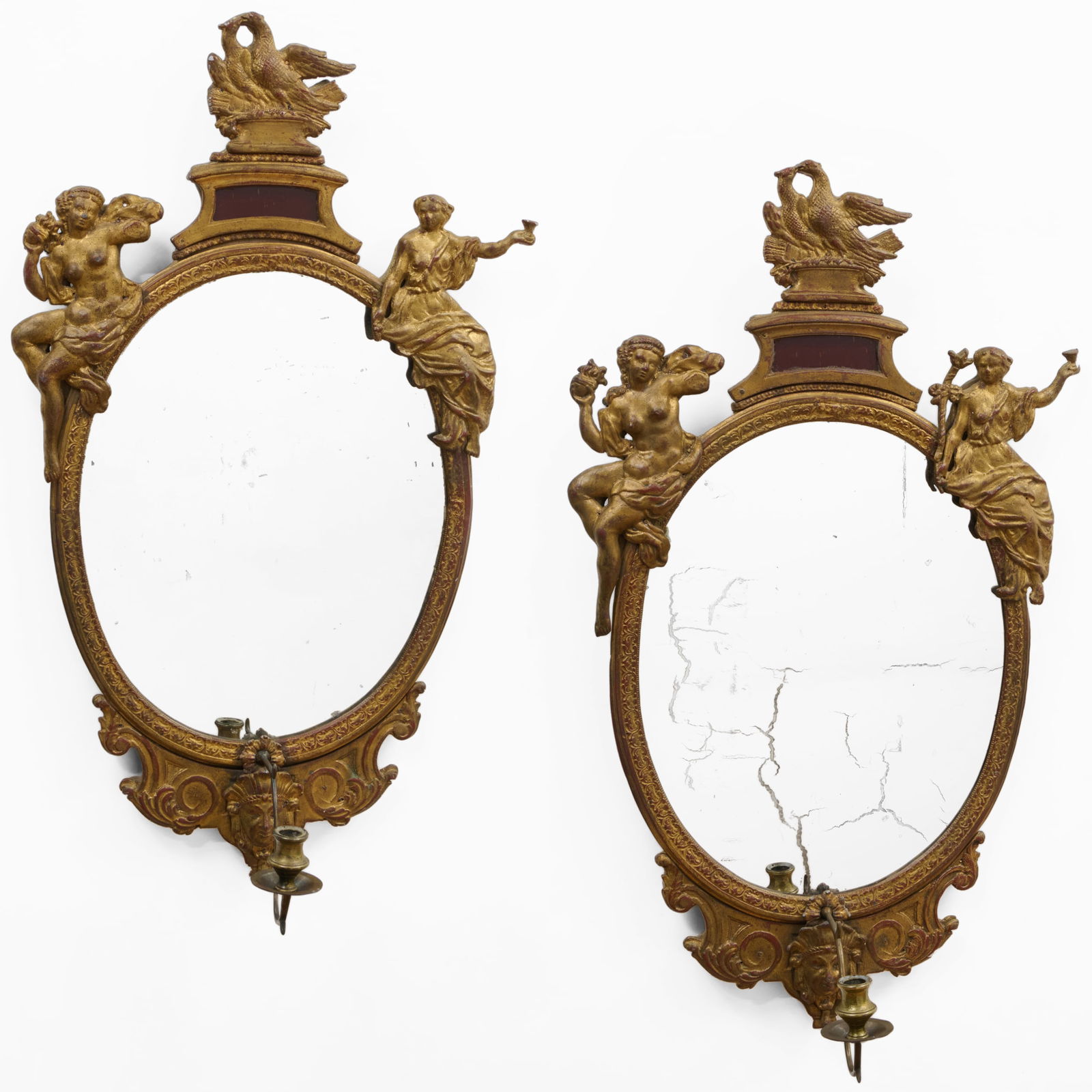 Pair of Swedish Baroque Gilt-Lead Oval Girandole Mirrors, Burchard Precht (1 of 19)