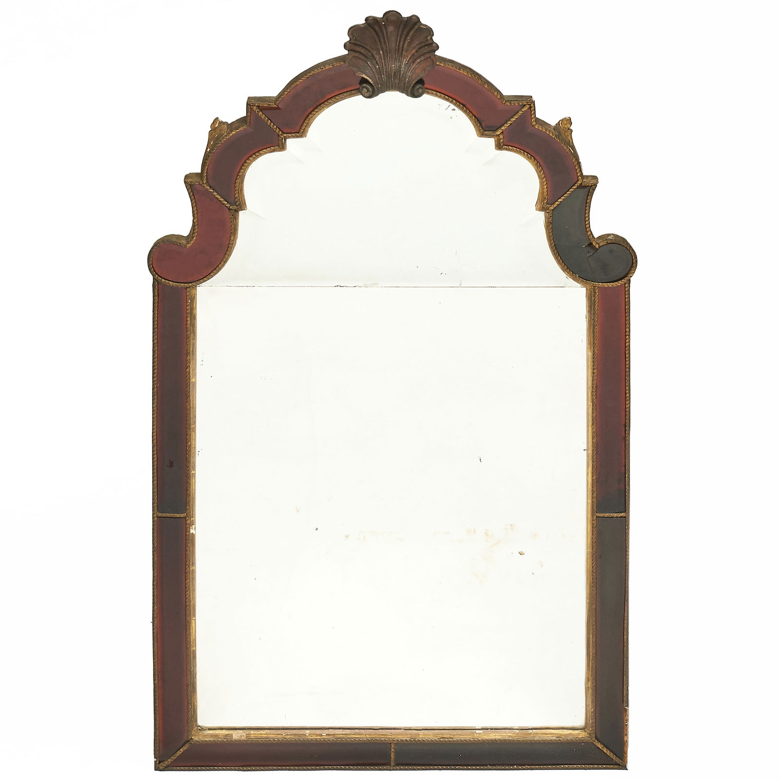 North European Gilt-Metal-Mounted Colored Glass and Parcel-Gilt Mirror (1 of 2)
