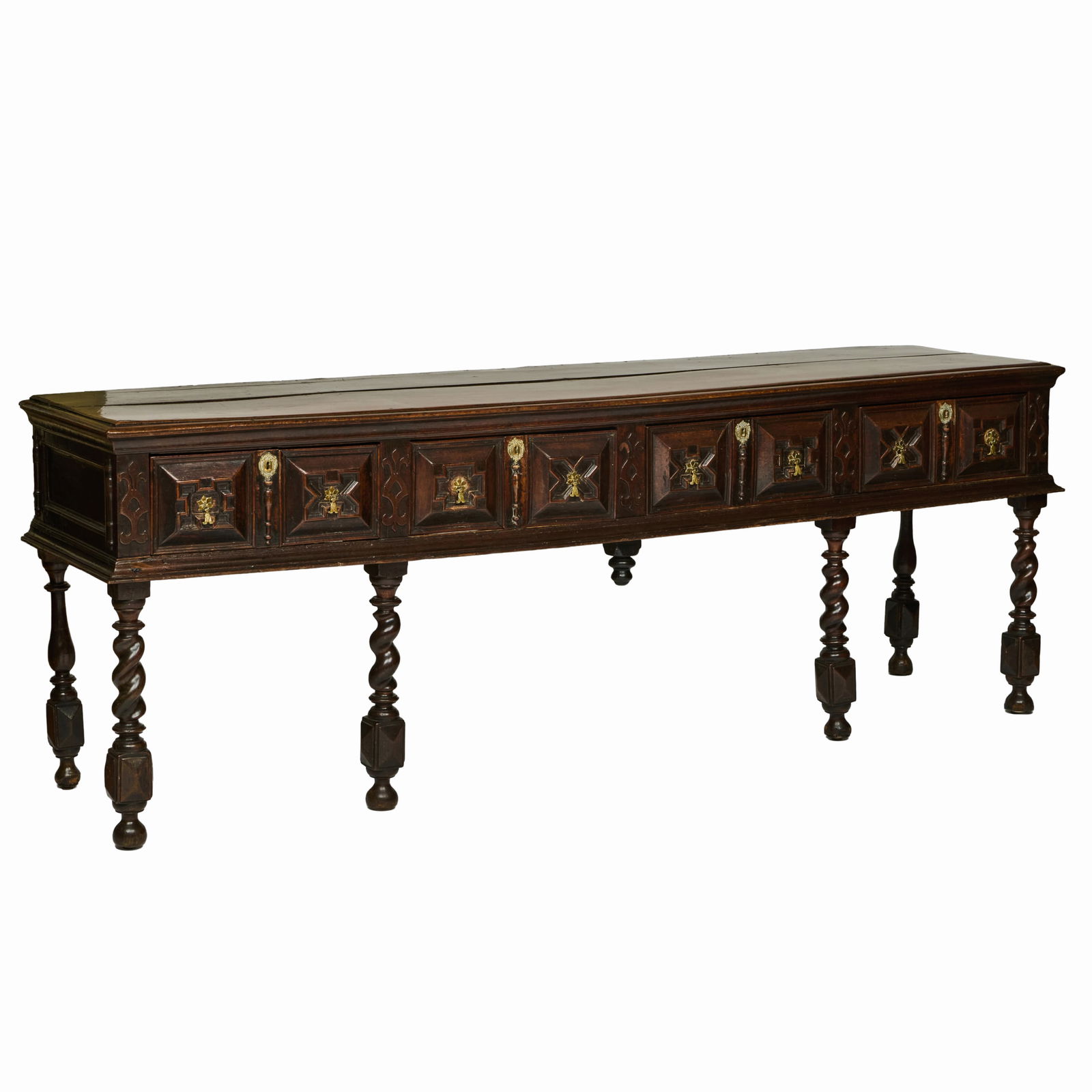 Charles II Oak Welsh Dresser Base: Charles II Oak Welsh Dresser Base8 ft. x 22 1/2 x 22 3/4 in.Property from The Fortress in Troy, NY.