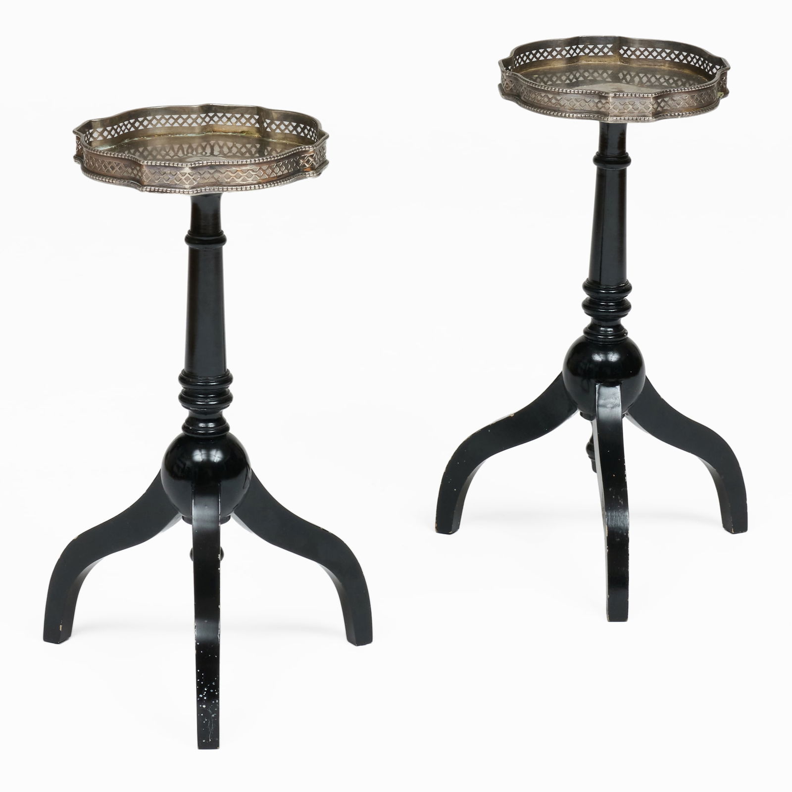Pair of Silver Plate and Ebonized Drinks Tables (1 of 7)