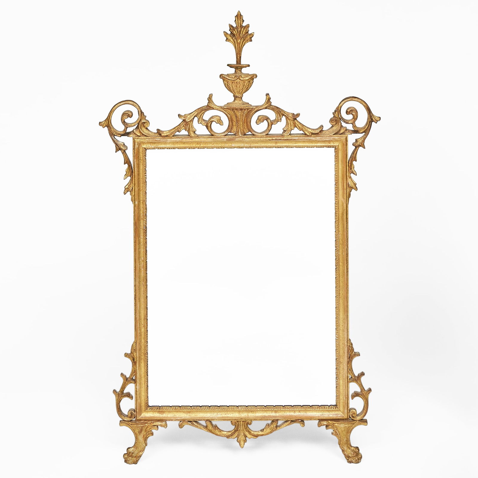 Continental Giltwood Mirror: Continental Giltwood Mirror Fitted with a beveled mirror plate. 4 ft. 6 x 32 in. Private Collection of an Atlanta Collector.