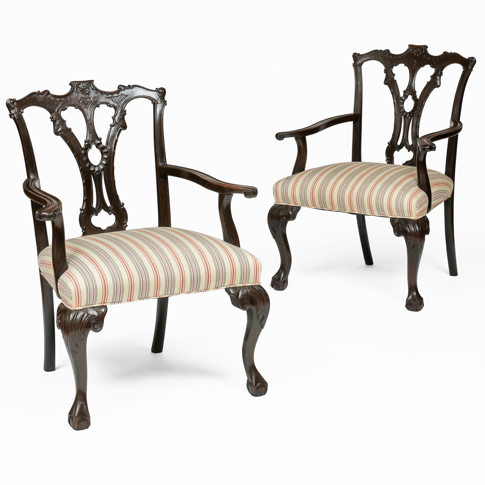 Pair of George III Style Mahogany Armchairs: Pair of George III Style Mahogany Armchairs 39 x 29 1/2 x 28 in., seat height 19 1/4 in. Private Collection of an Atlanta Collector.