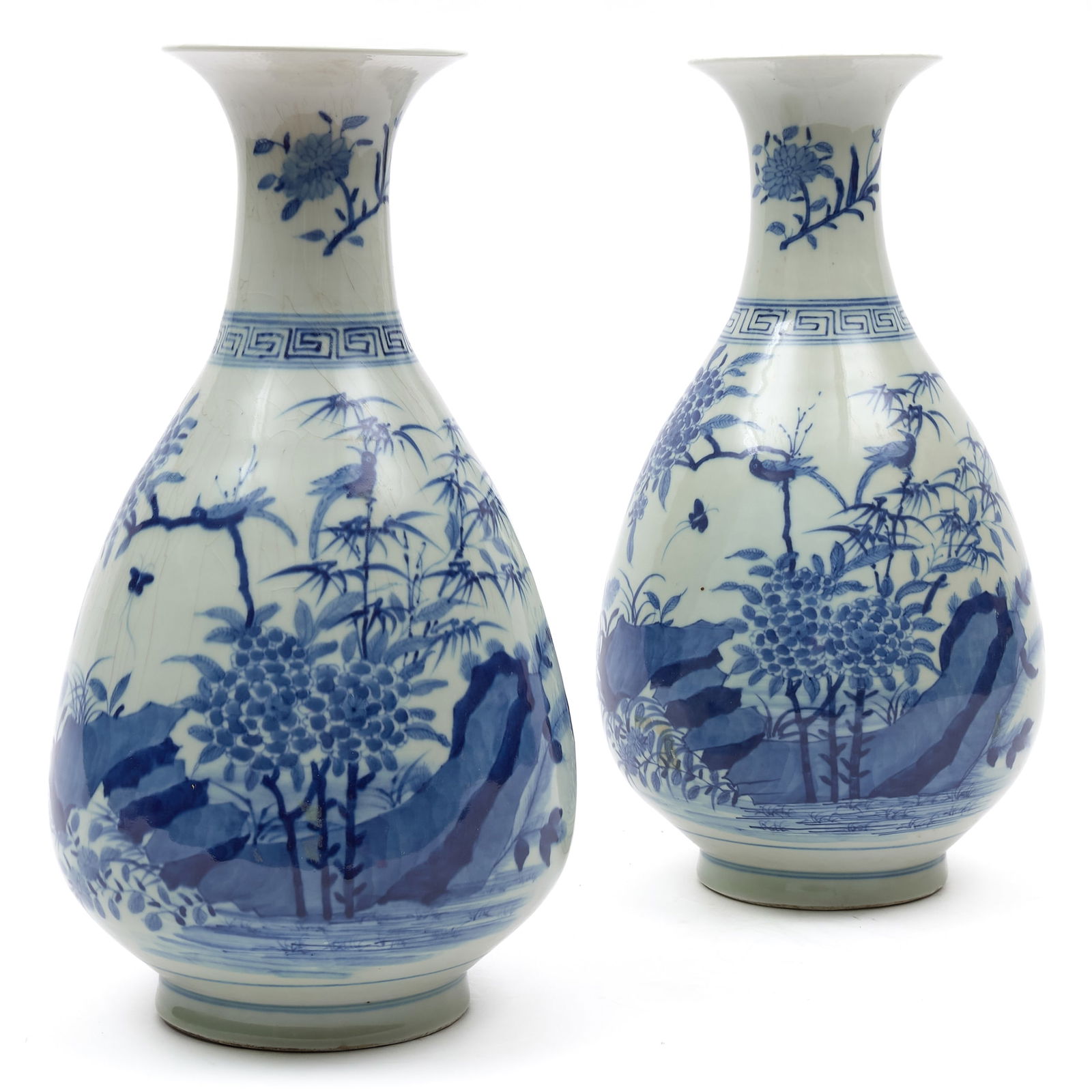 Pair of Chinese Blue and White Porcelain Pear Shaped Vases: Pair of Chinese Blue and White Porcelain Pear Shaped VasesBlue painted six character mark.17 x 9 in. diam.Private Collection of an Atlanta Collector.