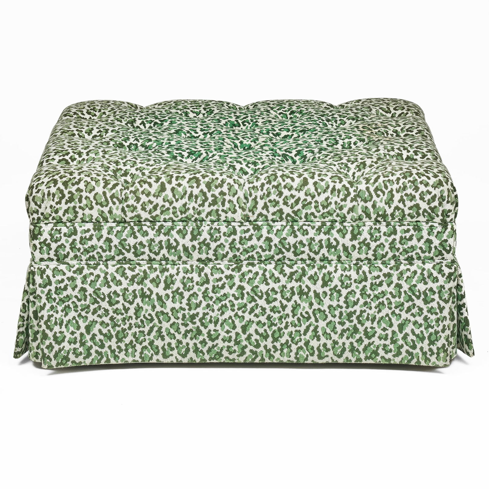 Leopard Tufted Upholstered Ottoman - 2